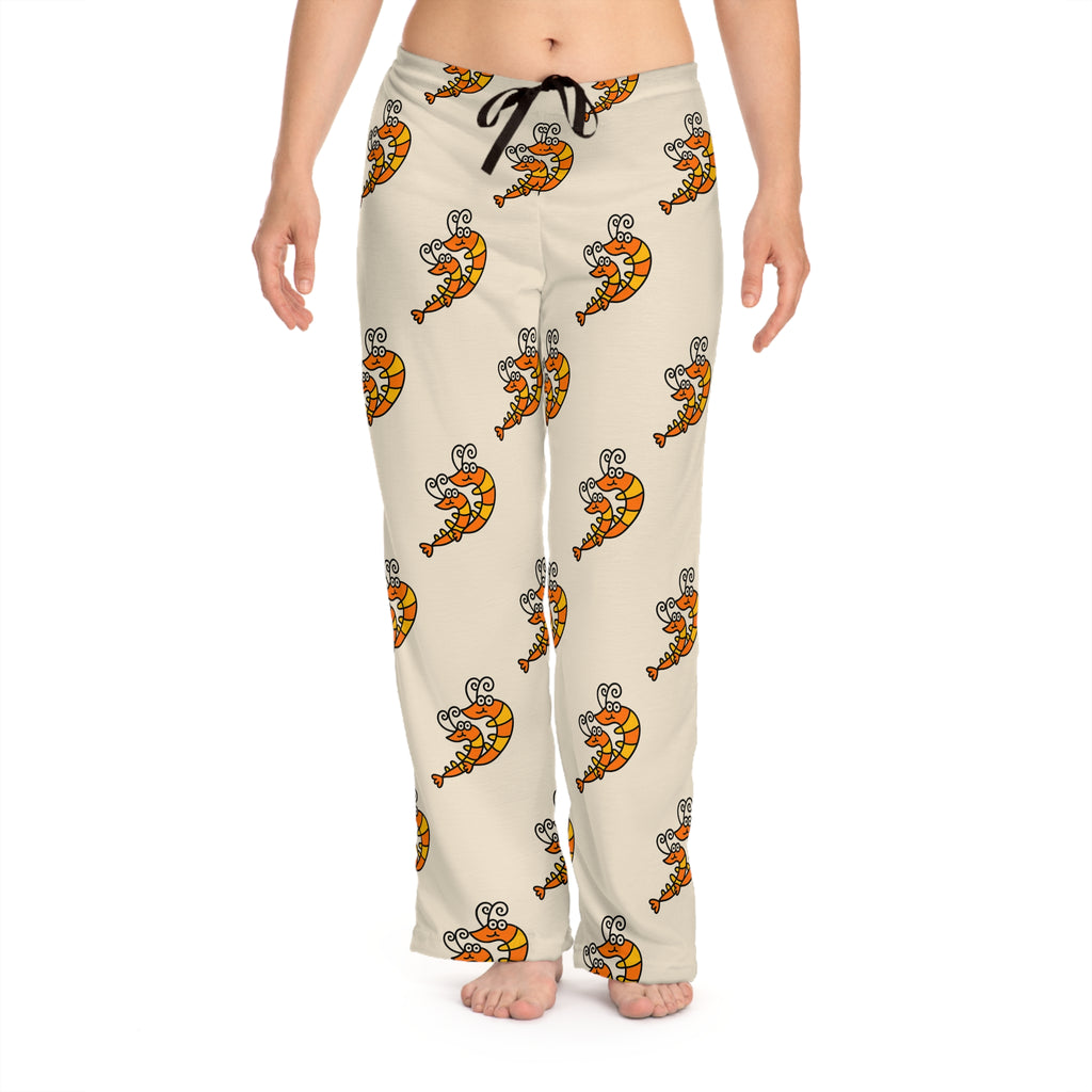 Hand-Drawn Dancing Shrimp Pattern Pajama Pants | All-Over Print