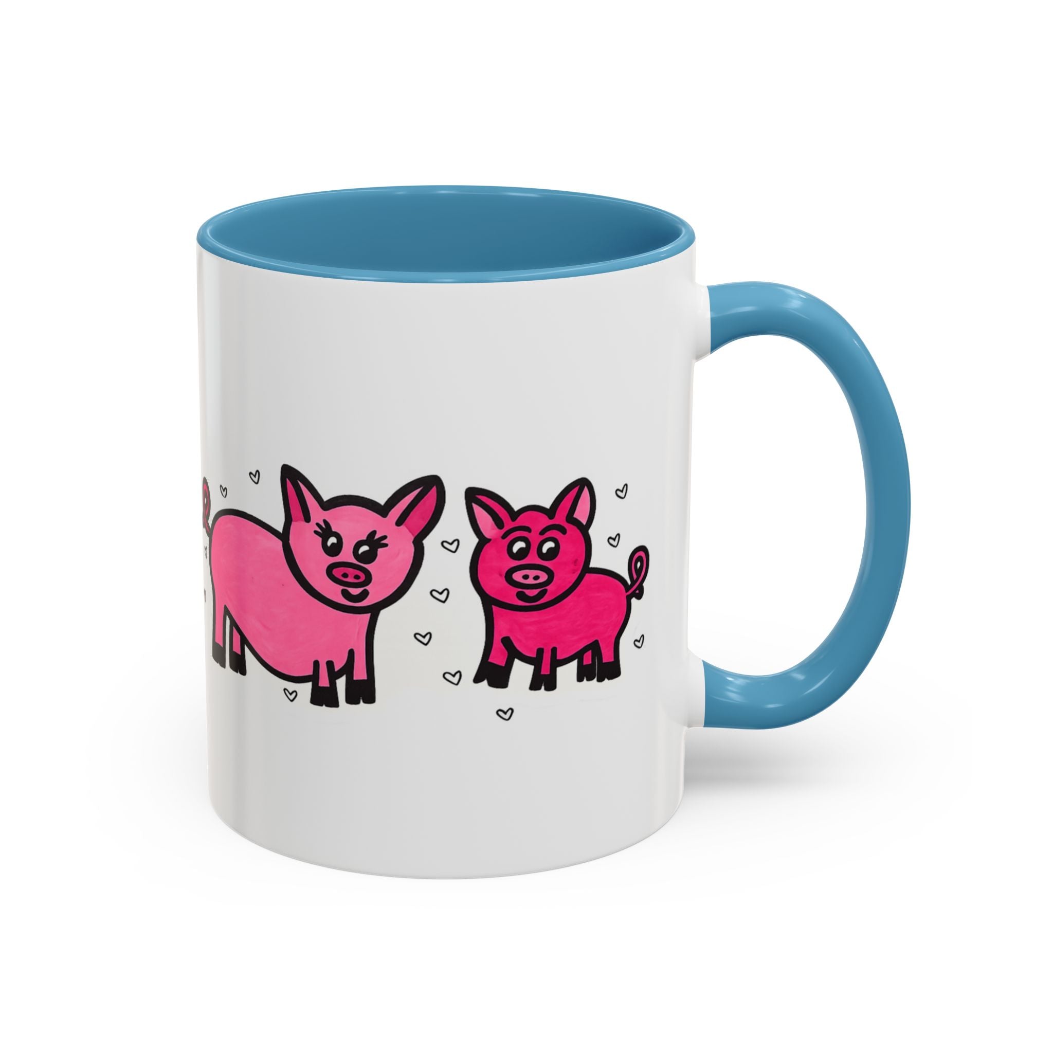 Hand-Drawn Pink Pig Pattern Mug | Accent Coffee Mug 11oz 15oz
