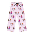 Hand-Drawn Ice Cream Cone and Cake Birthday Pattern Pajama Pants | Pink All-Over Print