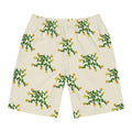 Hand-Drawn Yellow Orange Pink Floral Vine Pattern Board Shorts | AOP All-Over Print