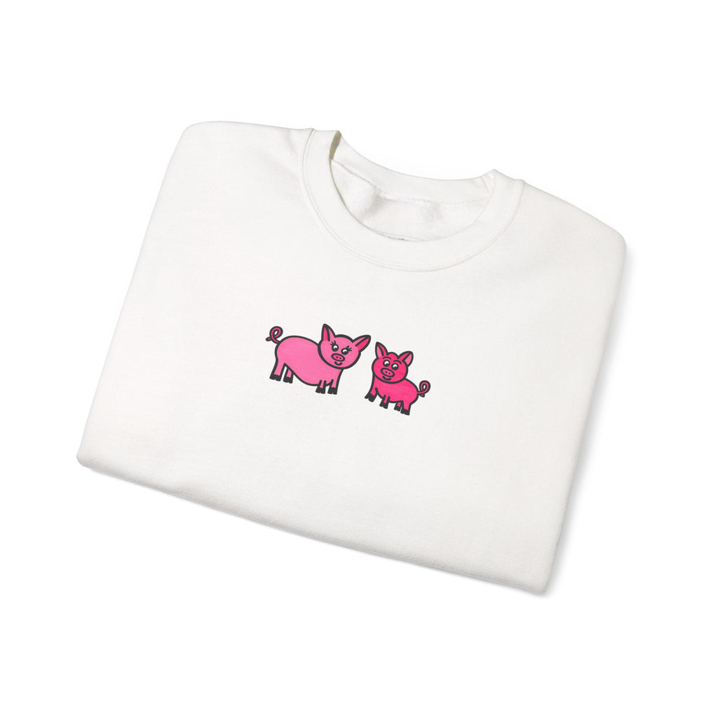 Hand-Drawn Pink Pig Family sweatshirt | Cute Farm Animal Crewneck