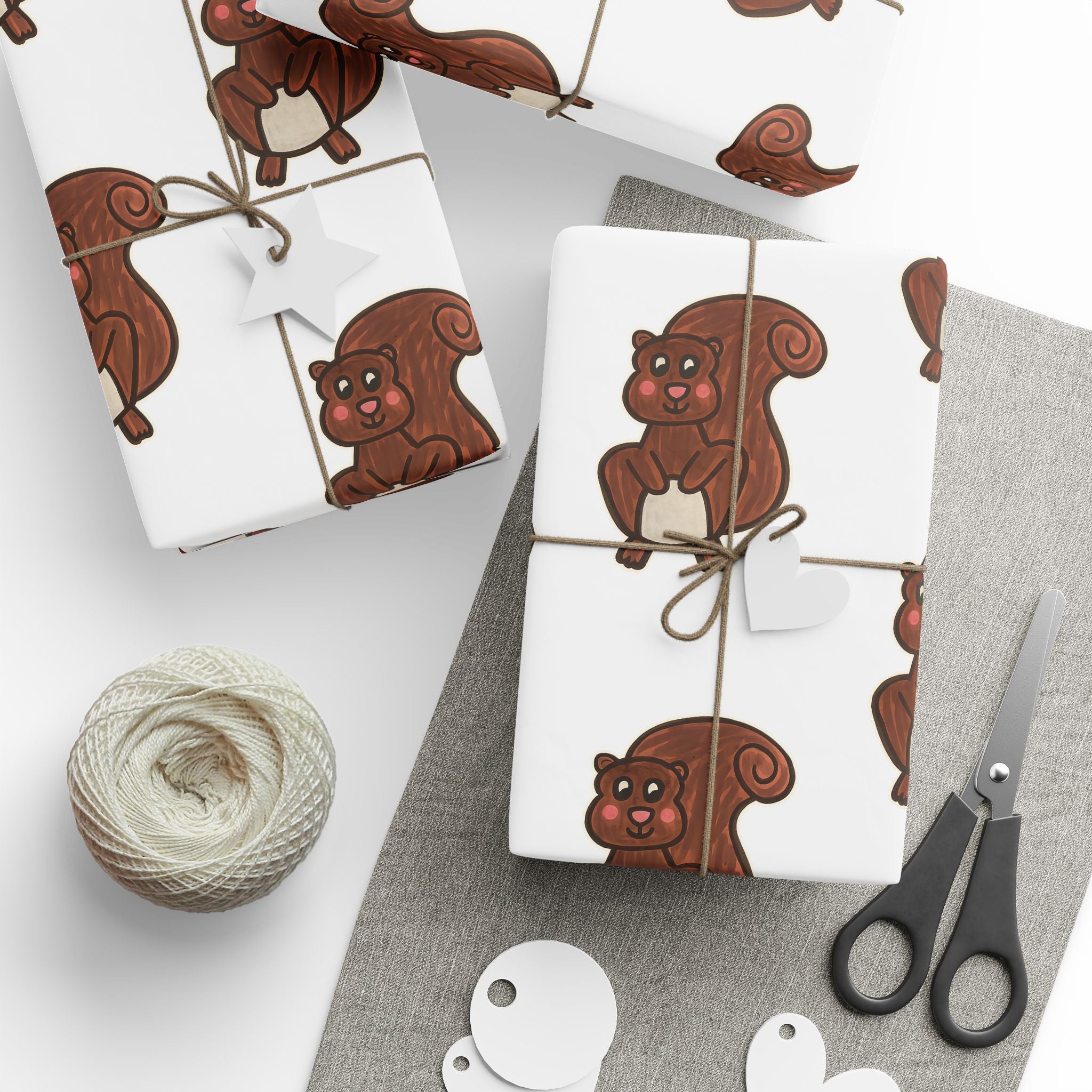 Hand-Drawn Cute Brown Squirrel Pattern Wrapping Paper | Repeat Animal Print