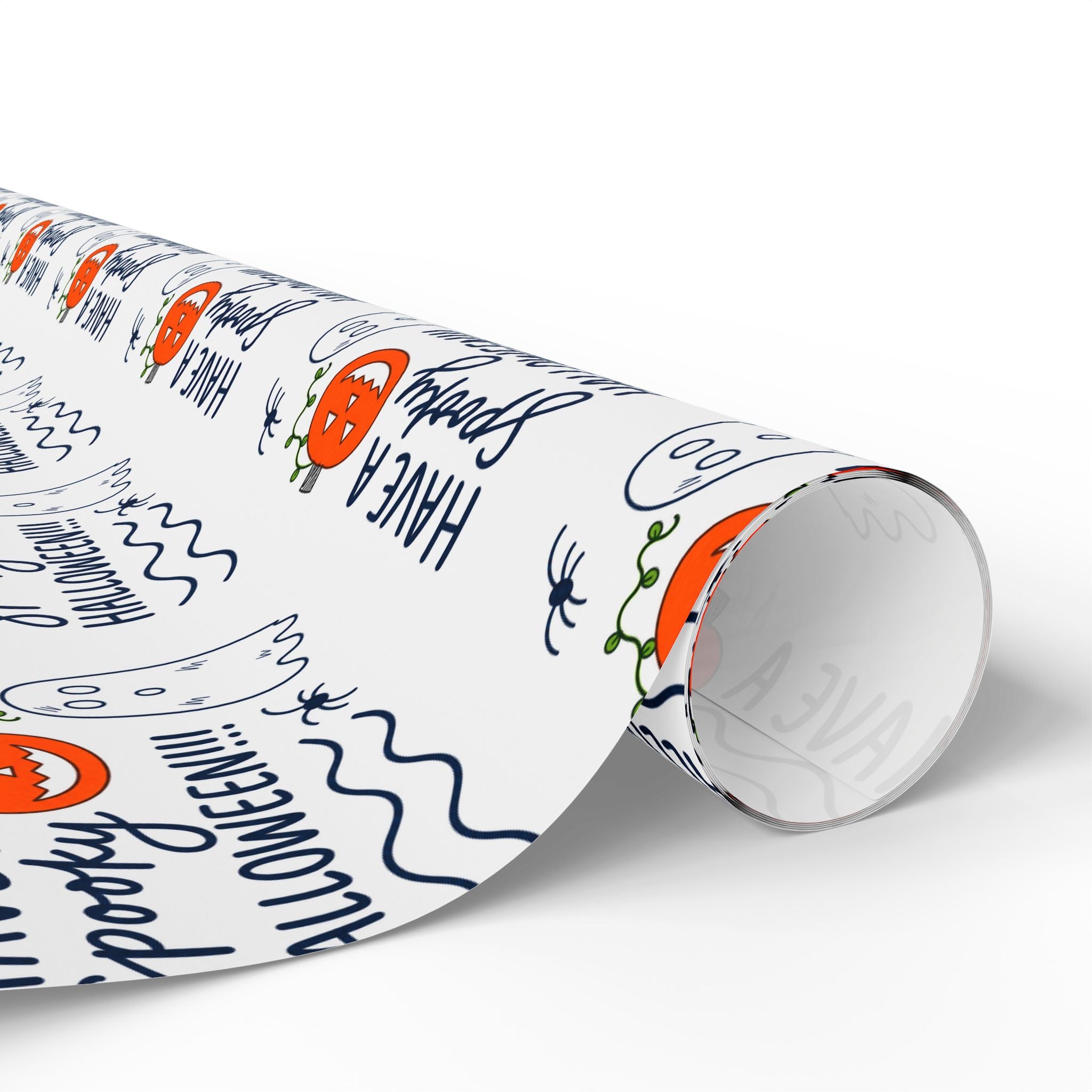 Hand-Drawn Have a Spooky Halloween Pattern Wrapping Papers | Pumpkin Ghosts, Trick or Treat
