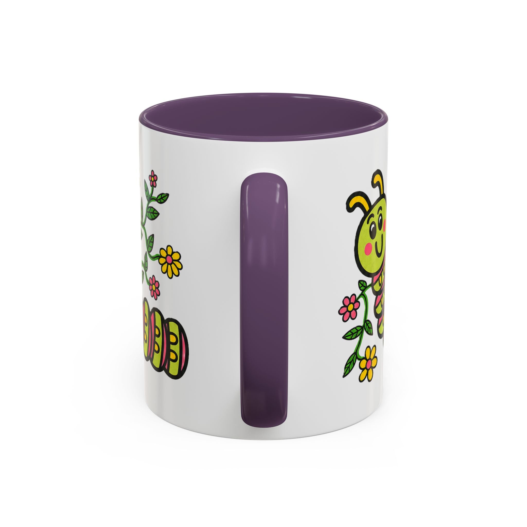 Hand-Drawn Cute Caterpillar Floral Illustration Coffee Mug | Accent Mug