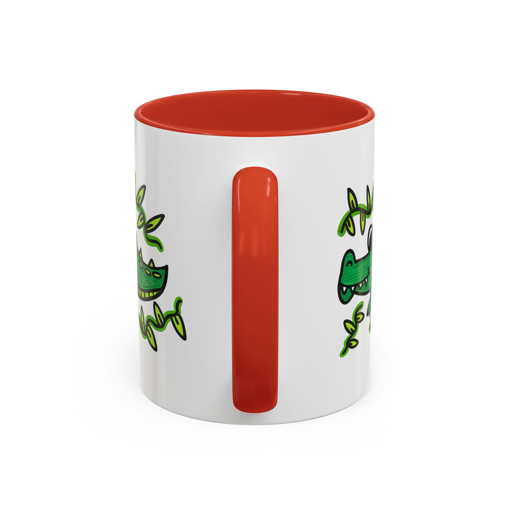 Hand-Drawn Green Playful Alligator Mug | Accent Coffee Mug