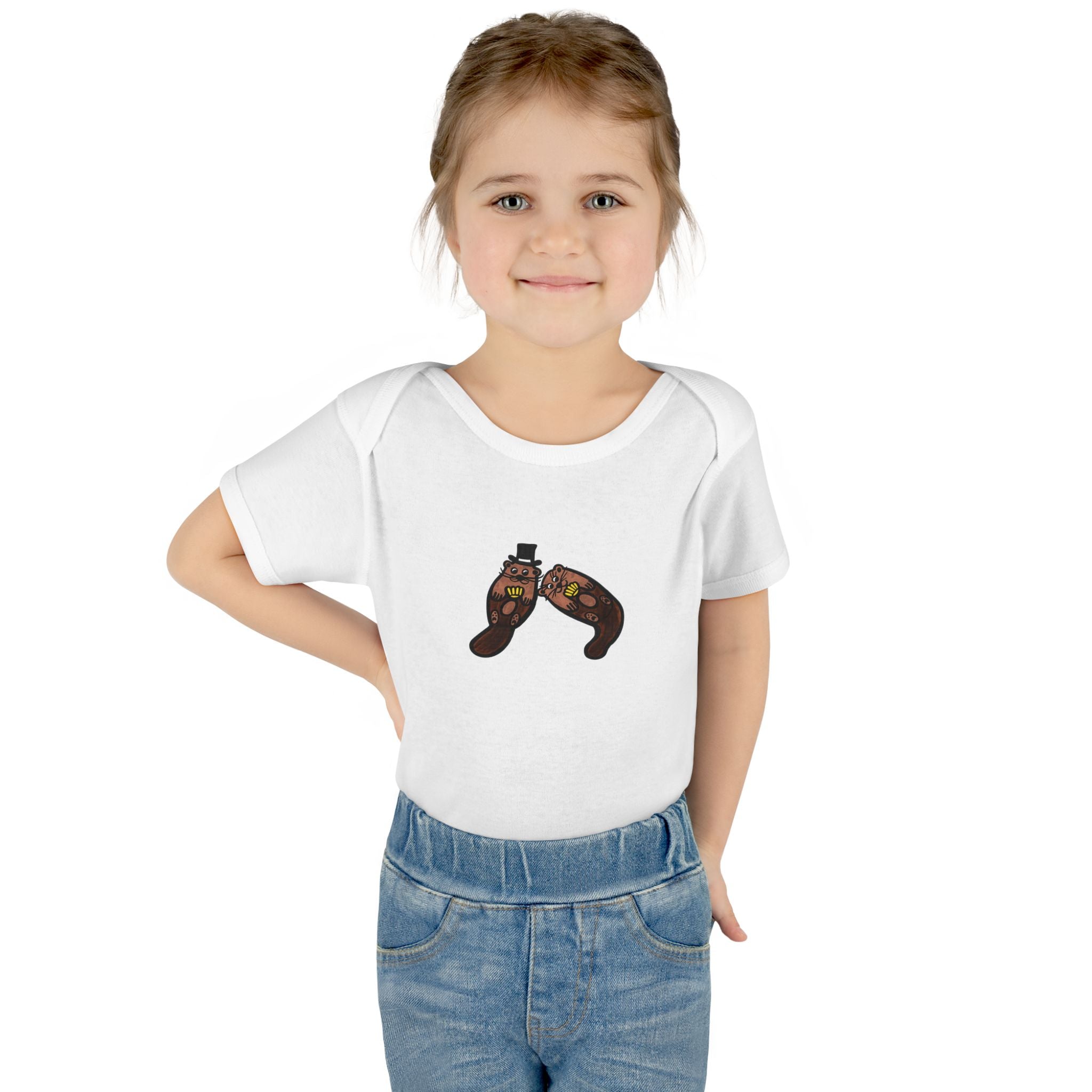 Hand-Drawn Otter Infant Bodysuit | Cute Coastal Otter Graphic