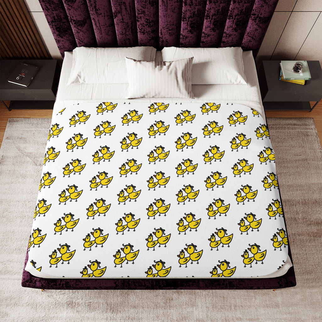 Hand-Drawn Two Ducks Sherpa Blanket | Cozy Duck Illustration