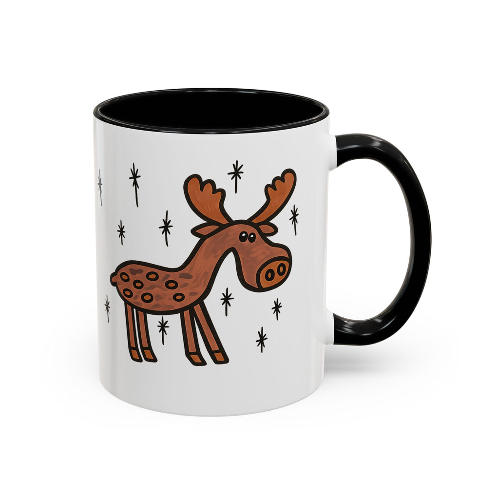 Hand-Drawn Retro Woodland Moose Mug | Accent Coffee Mug 11oz 15oz