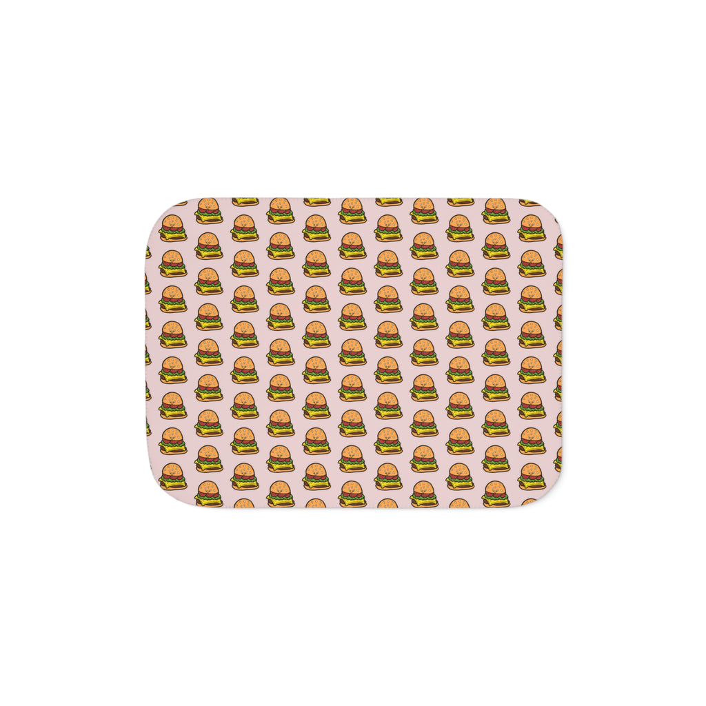 Hand-Drawn Cheeseburger Pattern Sherpa Blanket | Repeating Cute Burger Print