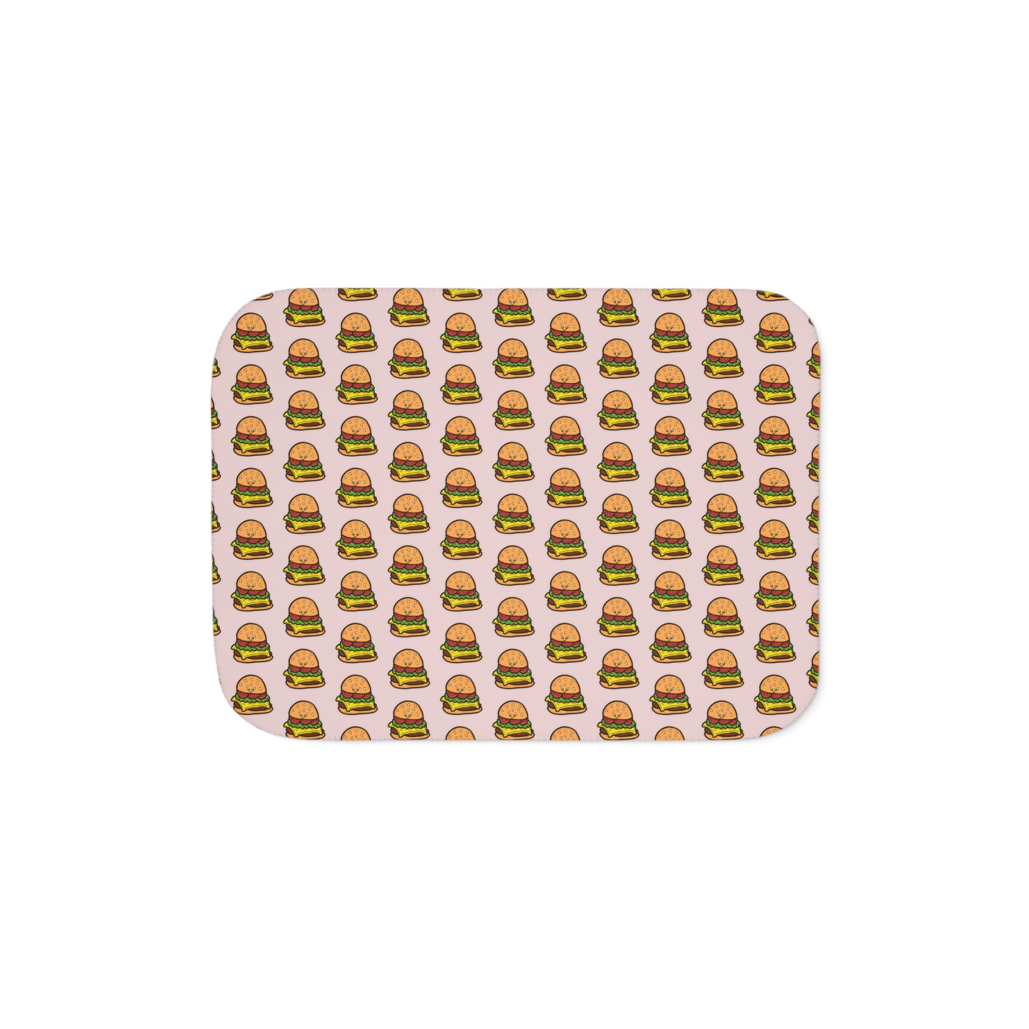Hand-Drawn Cheeseburger Pattern Sherpa Blanket | Repeating Cute Burger Print