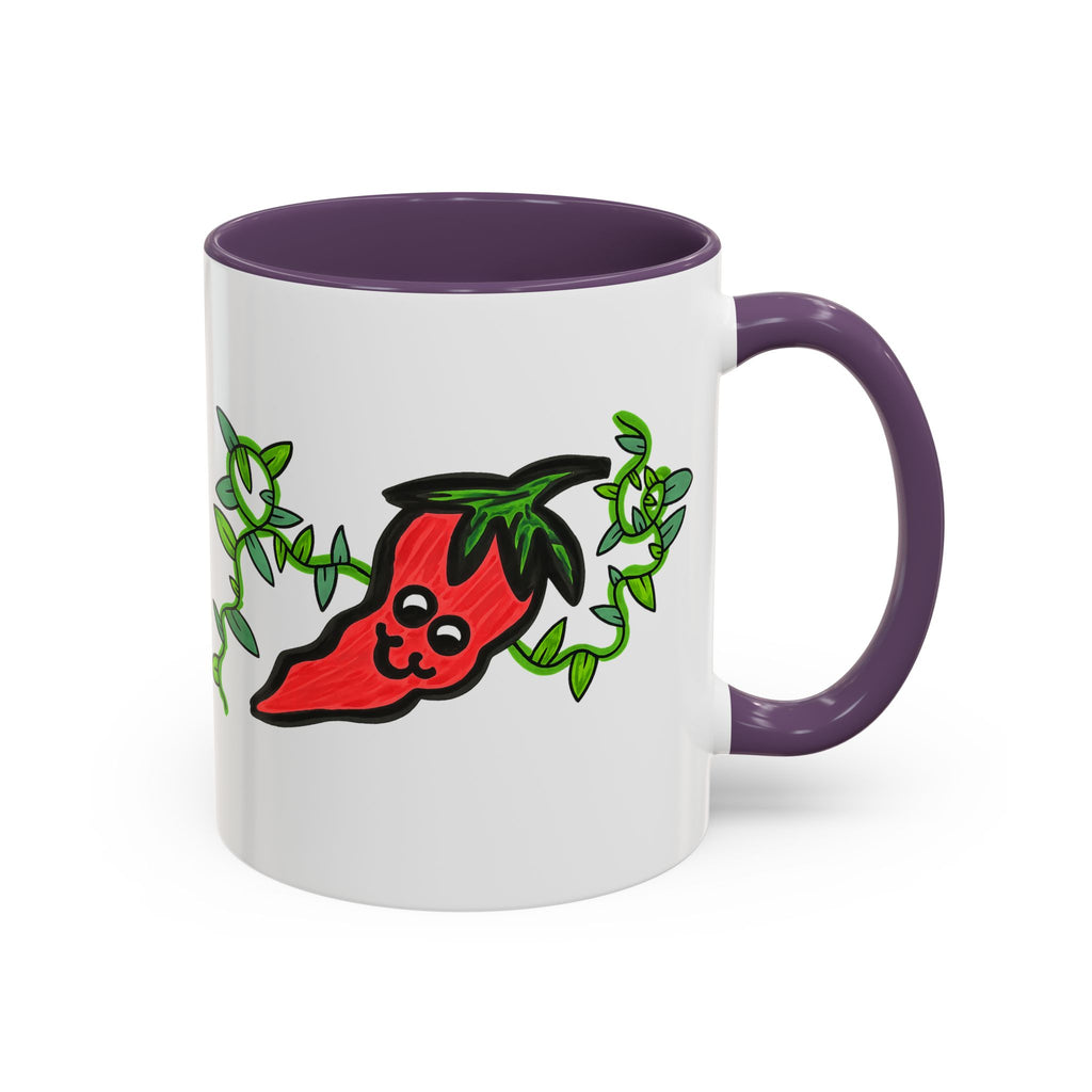 Hand-Drawn Cute Chili Pepper Vine Coffee Mug | Hot Veggie Accent Mug