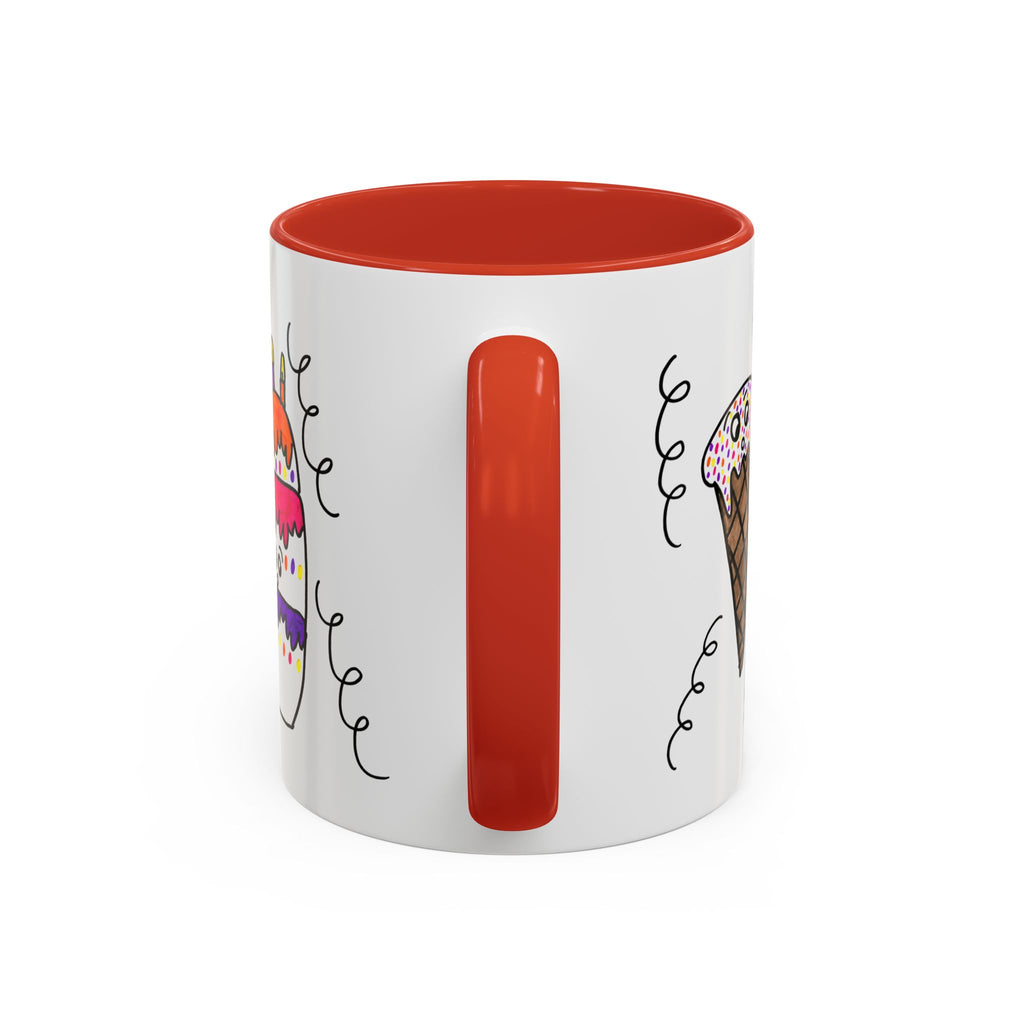 Hand-Drawn Cute Doodle Ice Cream & Cake Mug | Accent Coffee Mug