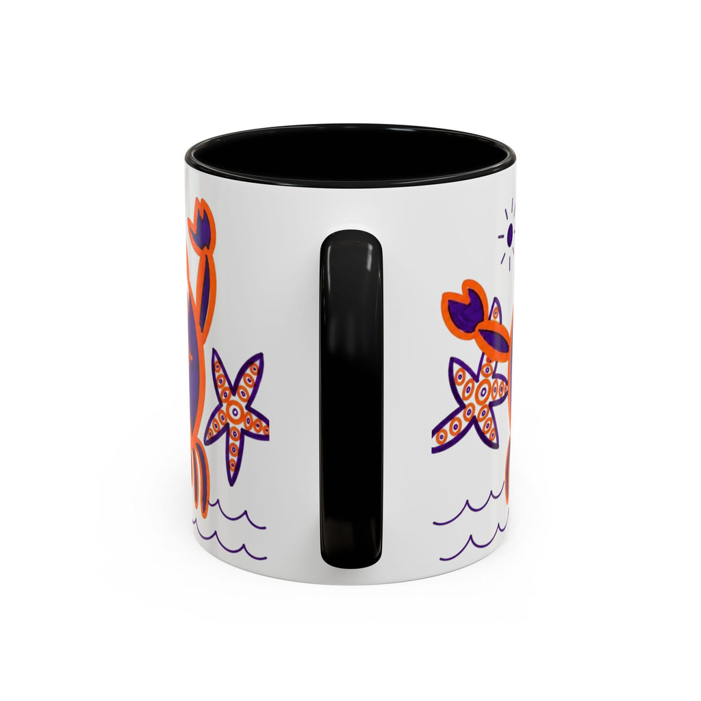 Hand-Drawn Playful Purple Orange Crab mug | Accent Coffee Mug