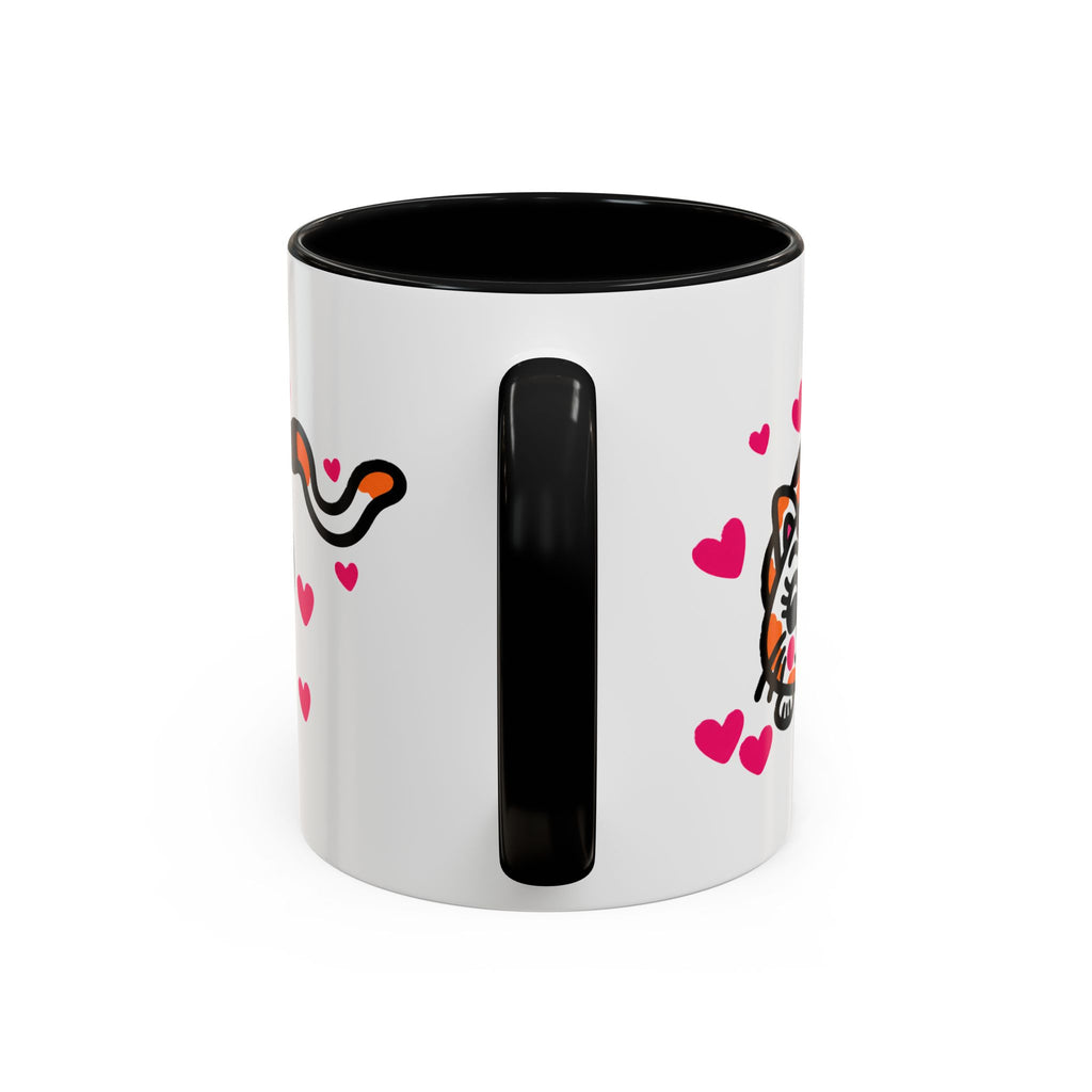 Hand-Drawn Calico Cat with Pink Hearts Mug | Accent Coffee Mug 11oz 15oz