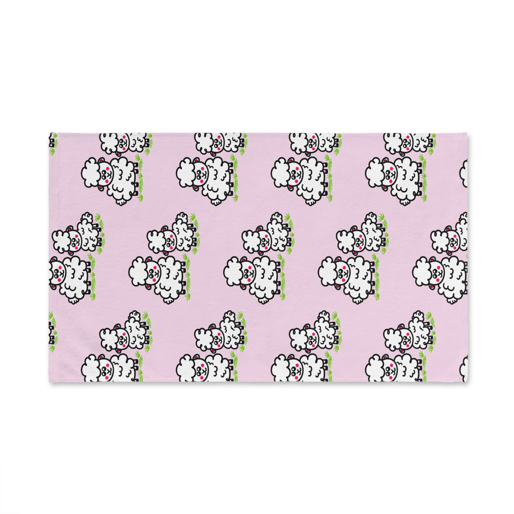 Hand-Drawn Cute Sheep Pattern Hand Towel | Pink Nursery Animal Print