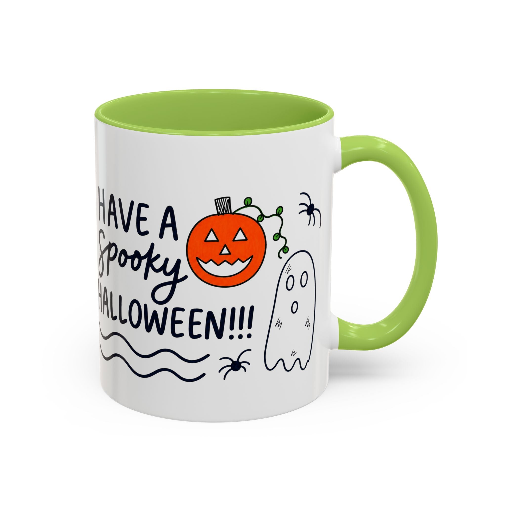 Hand-Drawn Spooky Halloween spiders ghost pumpkin Mug | Accent Coffee Mug 11oz 15oz