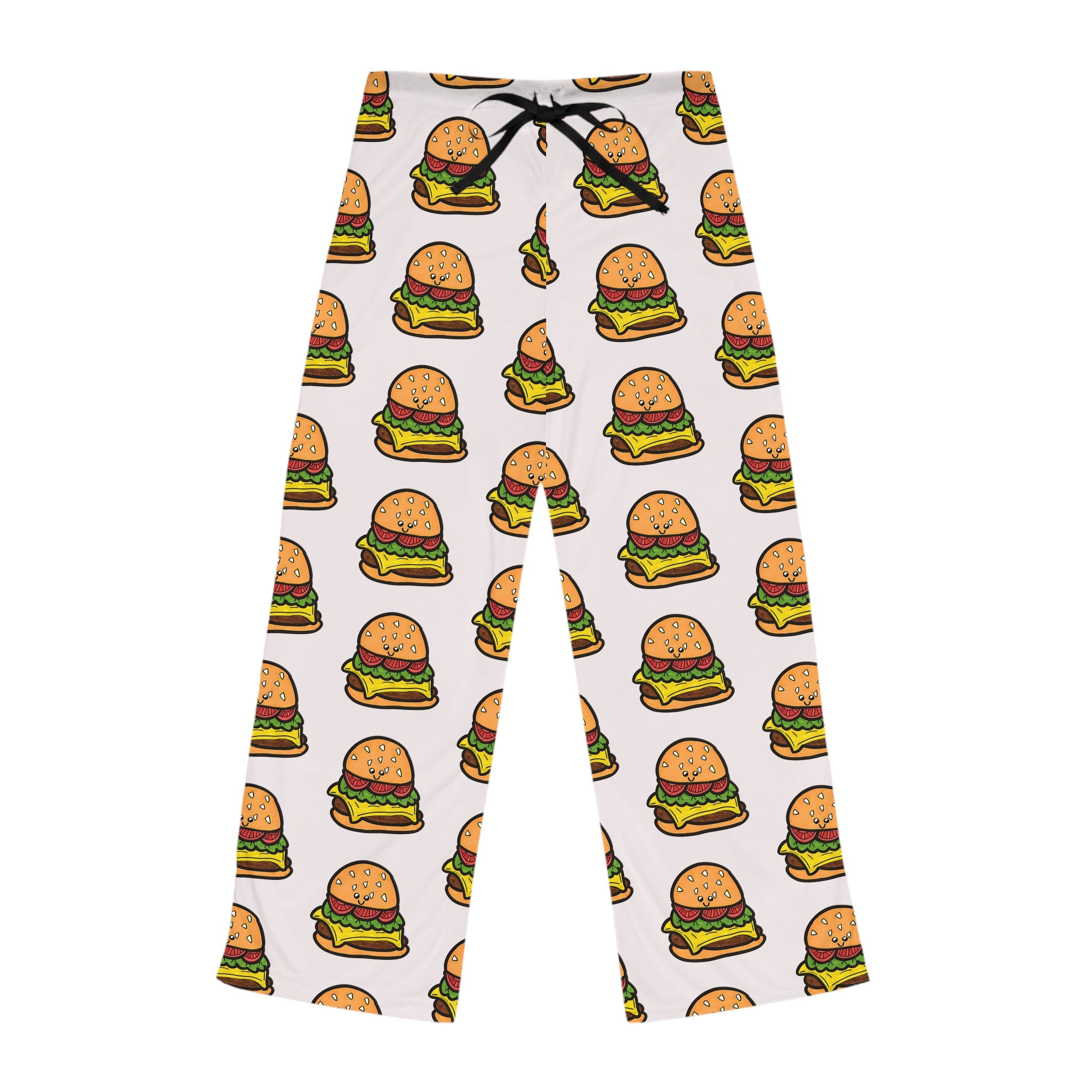 Hand-Drawn Cartoon Cheeseburger Pattern Pajama Pants | All-Over Print