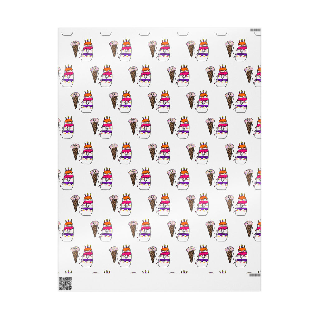 Hand-Drawn Colorful Birthday Party Wrapping Paper | Birthday Gift Wrap, Cute Cake, Ice Cream Pattern