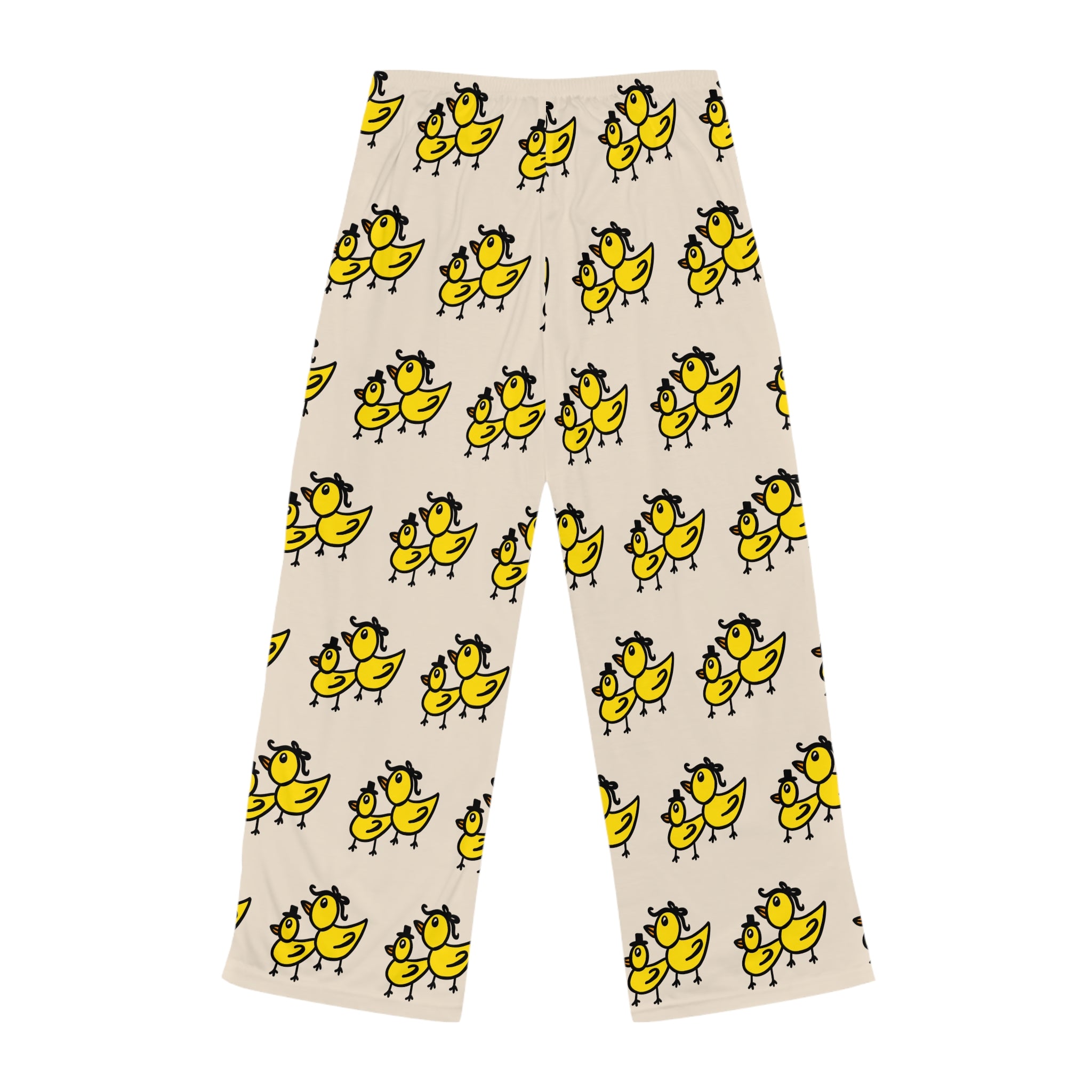 Hand-Drawn Yellow Cartoon Chick Pattern Pajama Pants | All-Over Print