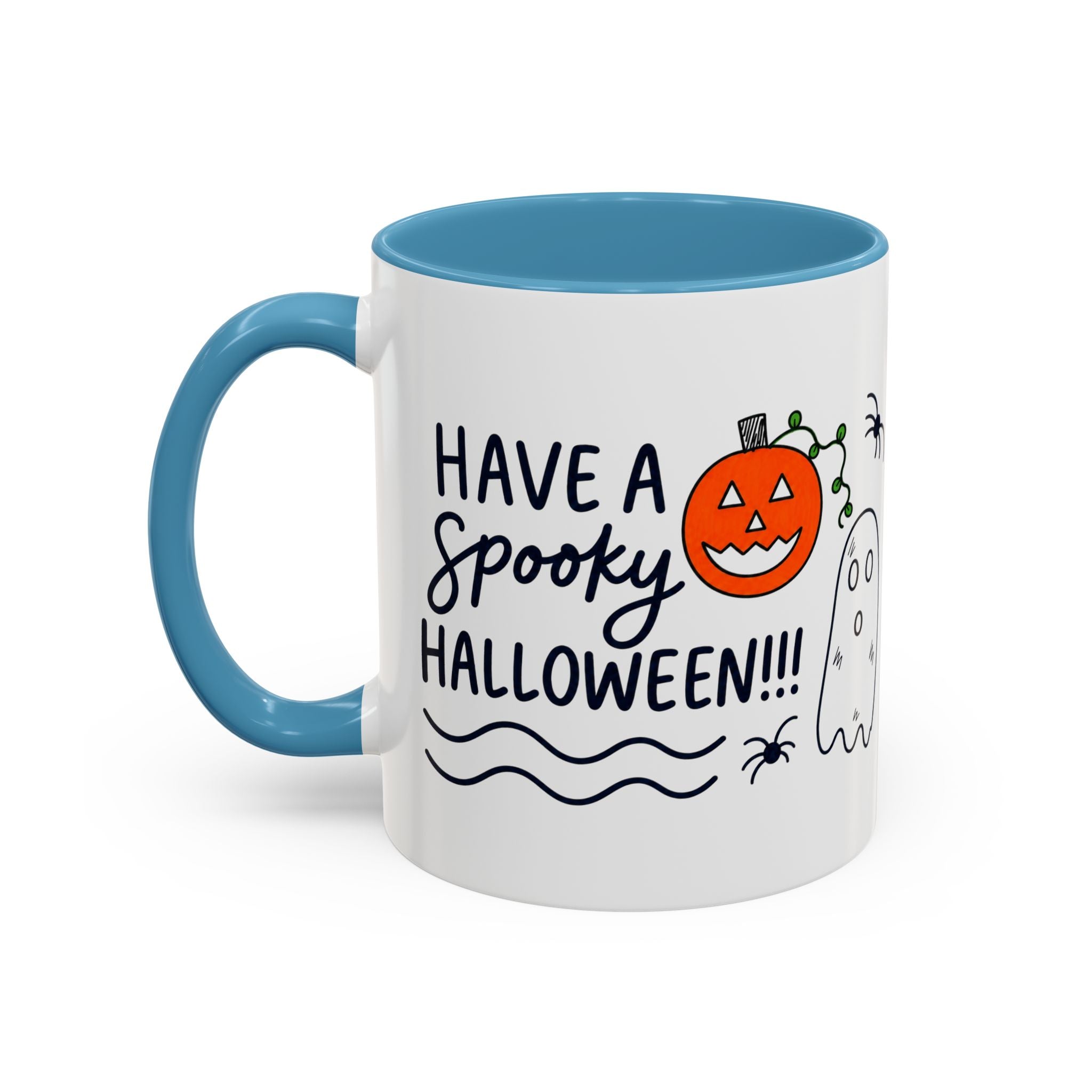 Hand-Drawn Spooky Halloween spiders ghost pumpkin Mug | Accent Coffee Mug 11oz 15oz