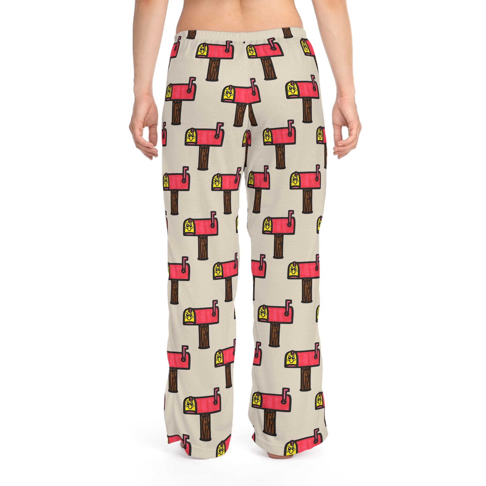 Hand-Drawn Retro Mailbox Pattern Pajama Pants | All-Over Print