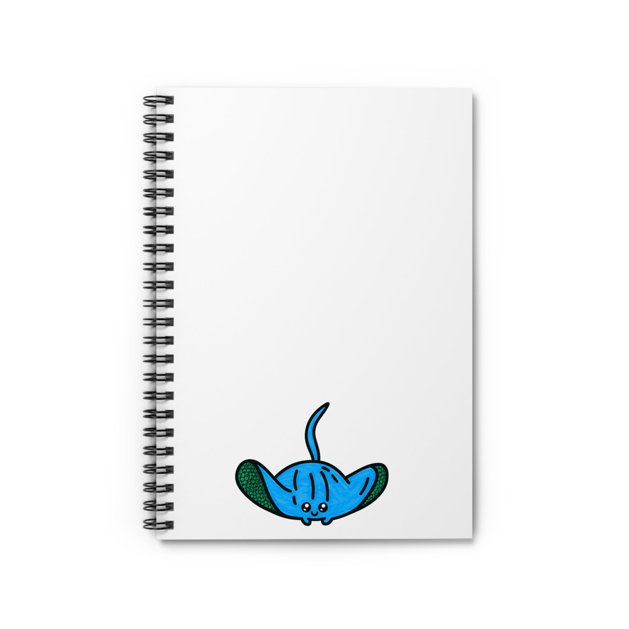 Hand-Drawn Blue Stingray Illustration Spiral Notebook | Ruled Line