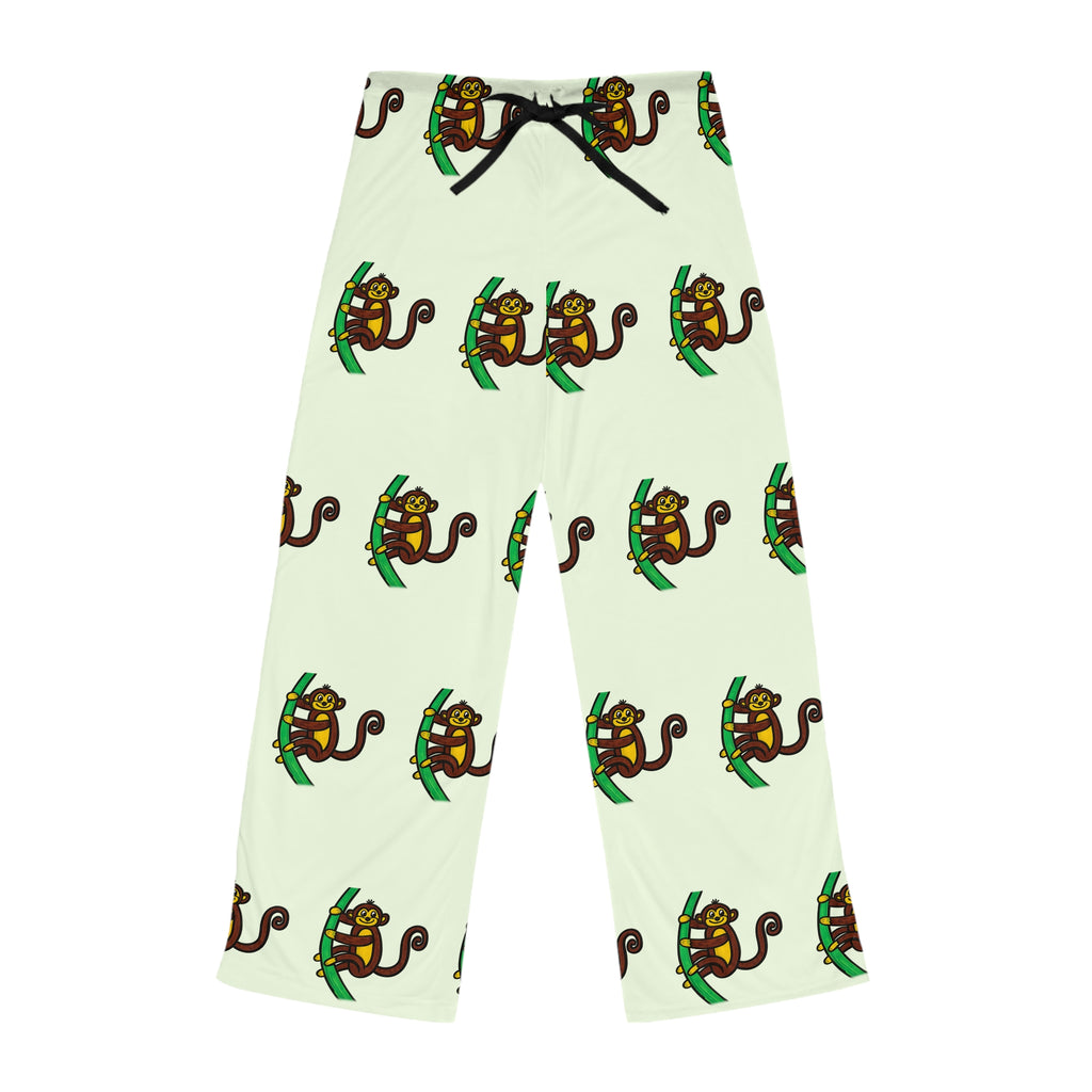 Hand-Drawn Cartoon Monkey Pattern Pajama Pants | All-Over Print