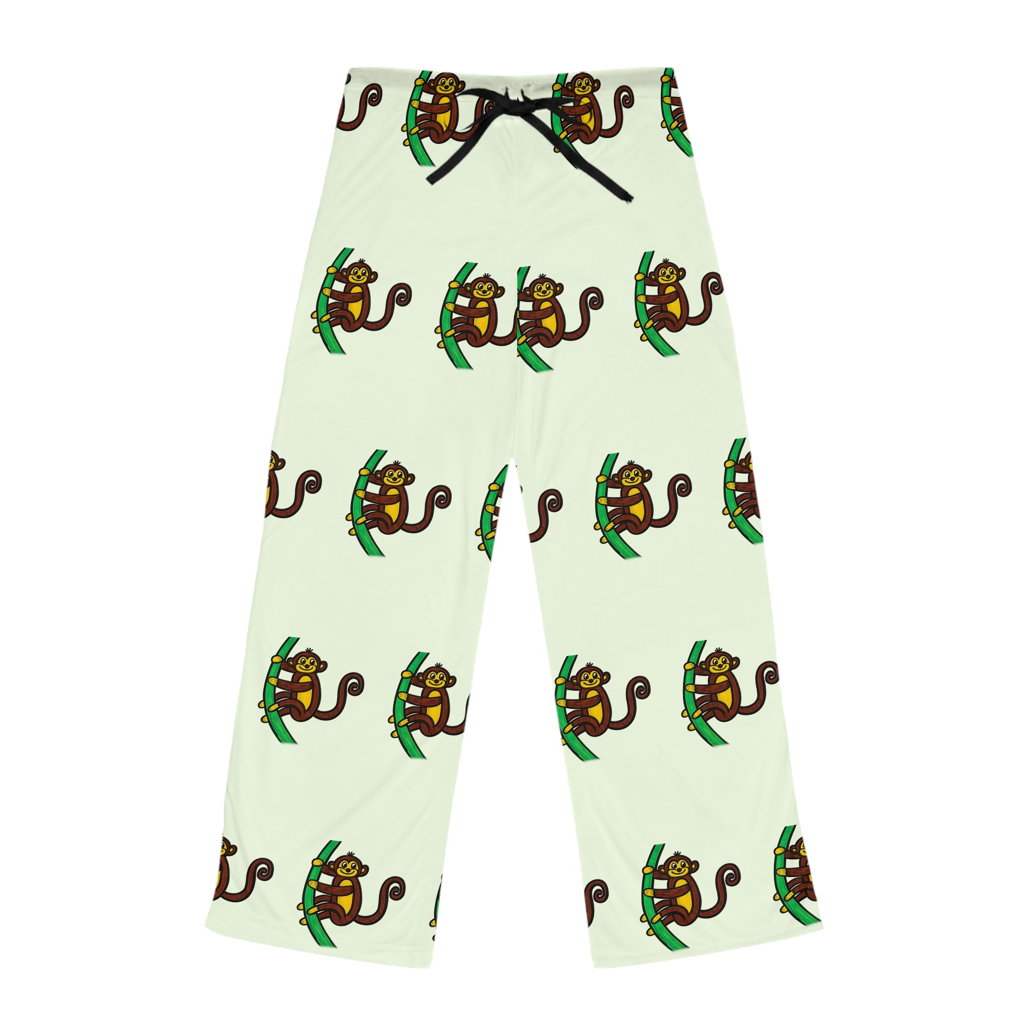 Hand-Drawn Cartoon Monkey Pattern Pajama Pants | All-Over Print