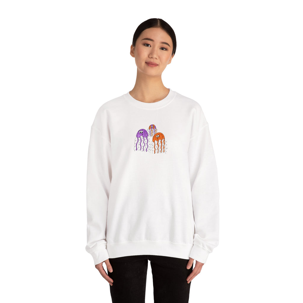 Hand-Drawn Colorful Jellyfish trio sweatshirt | Cute ocean sea creatures crewneck