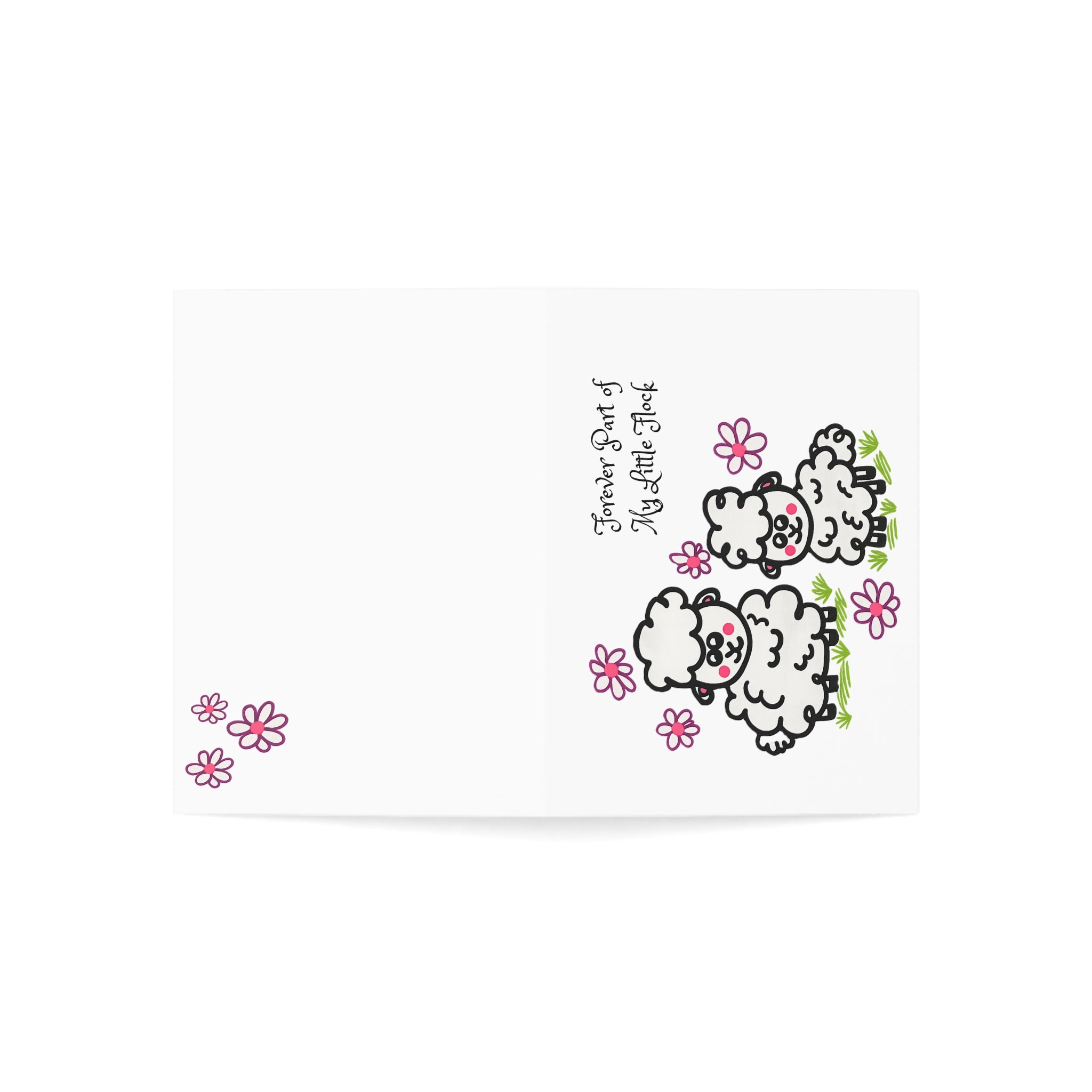Hand-Drawn Cute Sheep Illustration Greeting Cards | Blank Inside, Floral Design, Pack Options