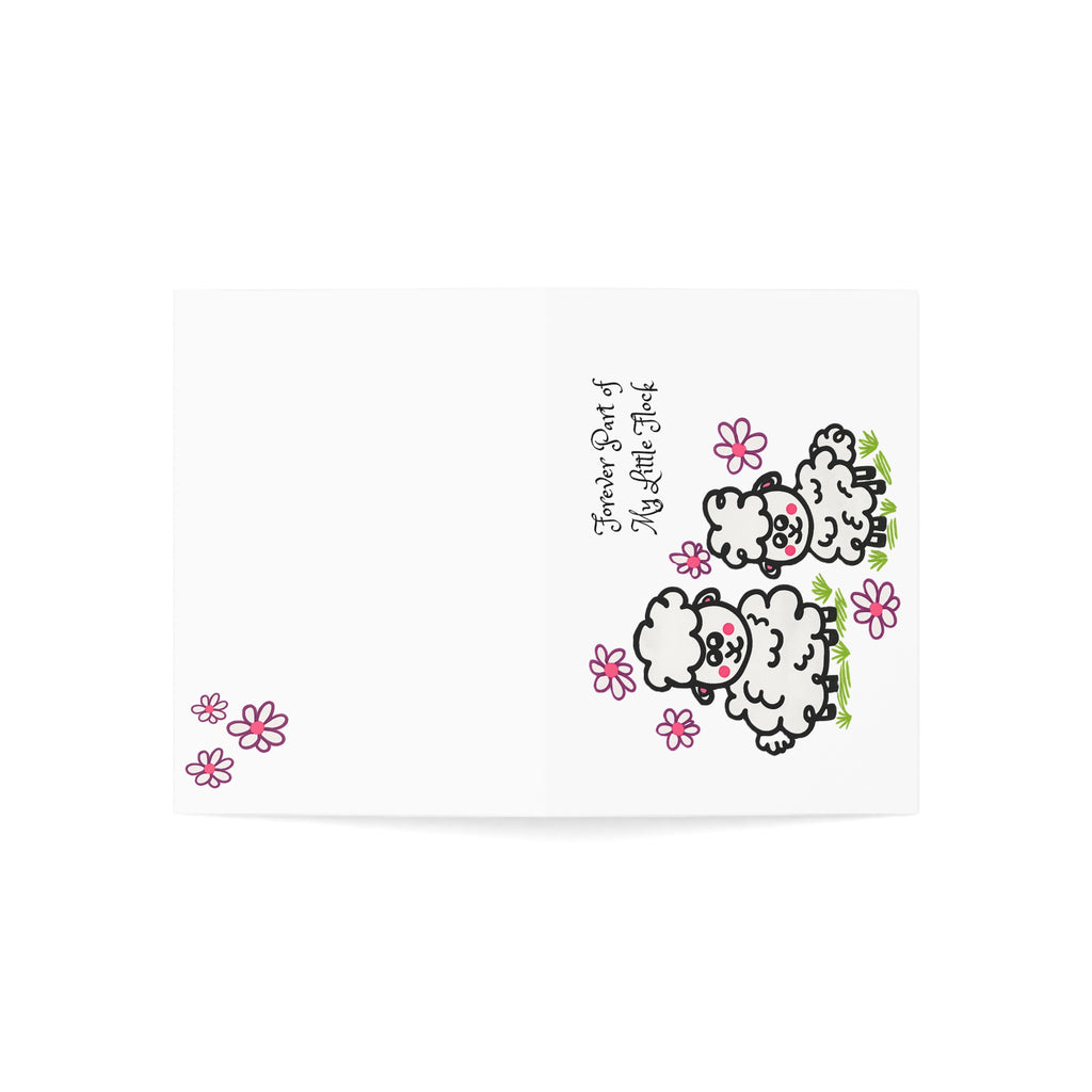 Hand-Drawn Cute Sheep Illustration Greeting Cards | Blank Inside, Floral Design, Pack Options