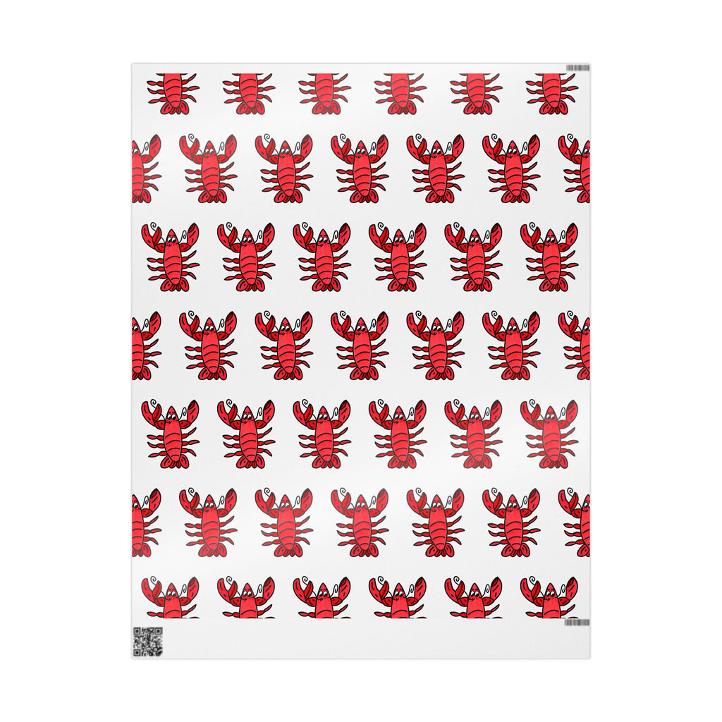 Hand-Drawn Red Lobster Repeat Pattern Wrapping Paper | Seafood Themed Gift Wrap
