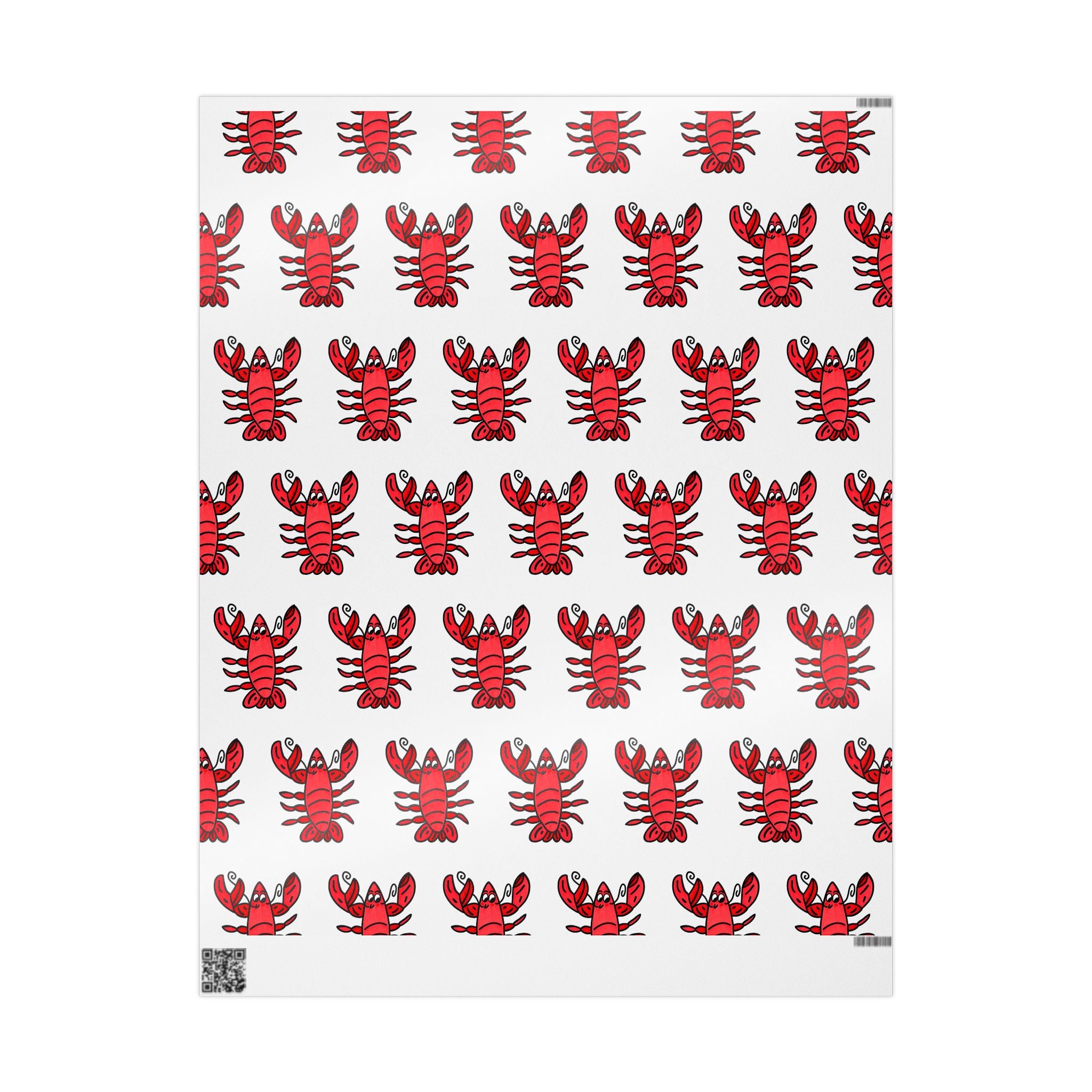 Hand-Drawn Red Lobster Repeat Pattern Wrapping Paper | Seafood Themed Gift Wrap
