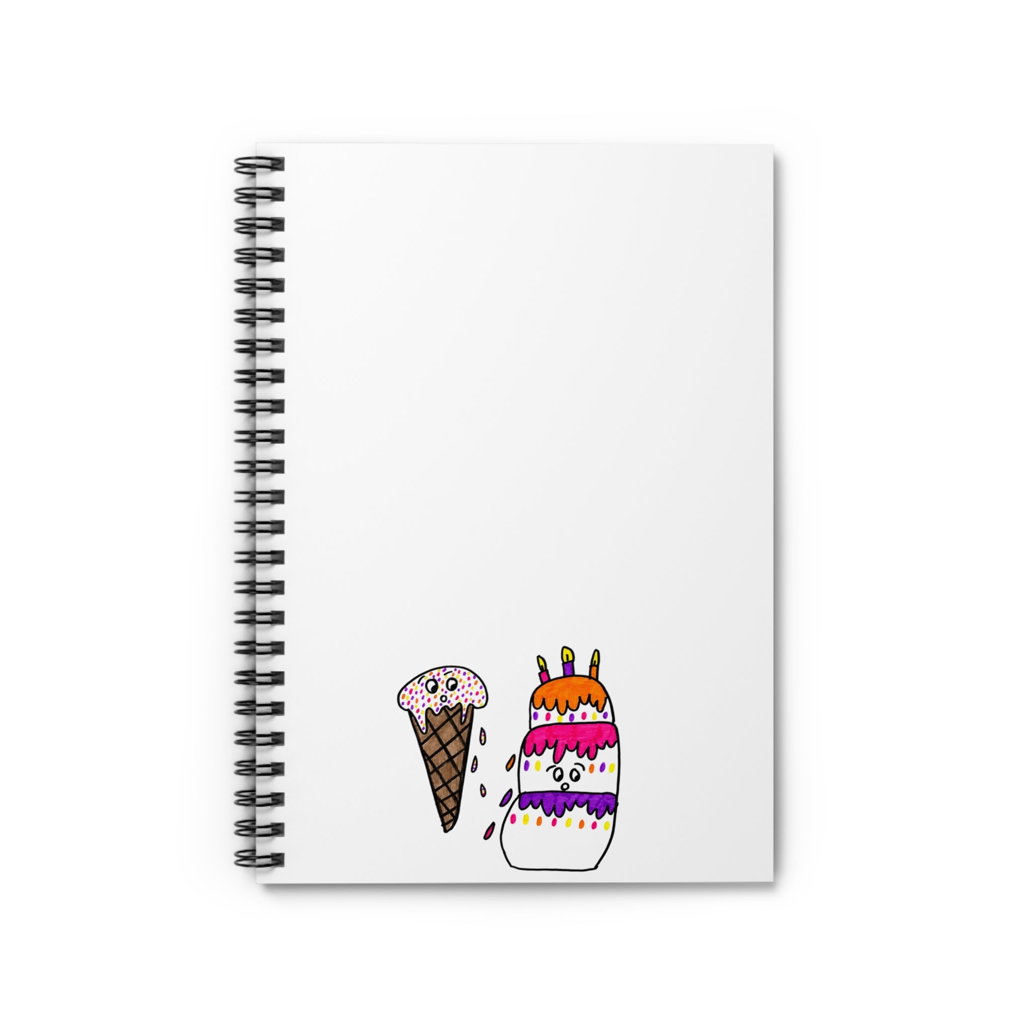Hand-Drawn Ice Cream Cone & Sundae Spiral Notebook | Ruled Journal