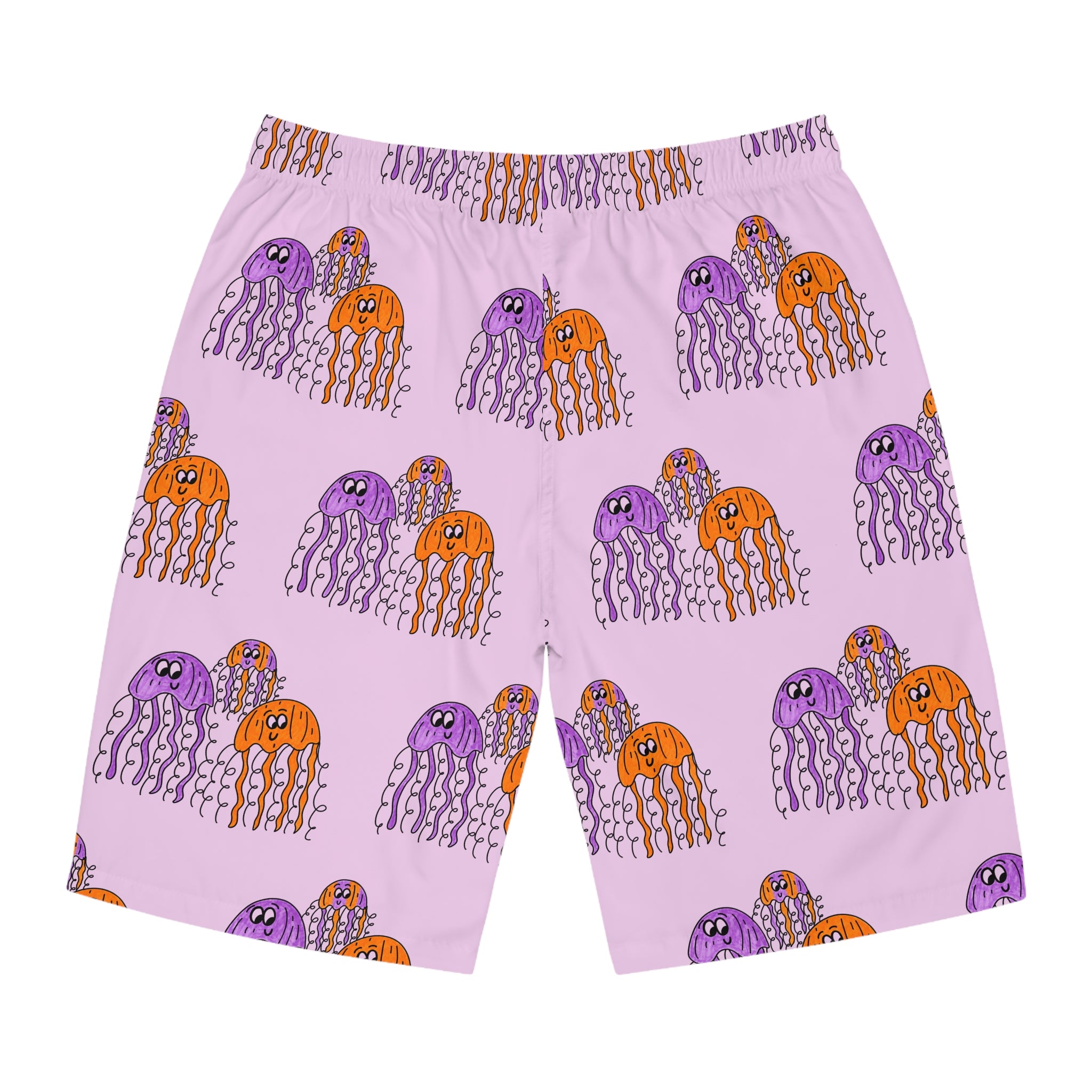 Hand-Drawn Jellyfish Pattern Board Shorts | All-Over Print
