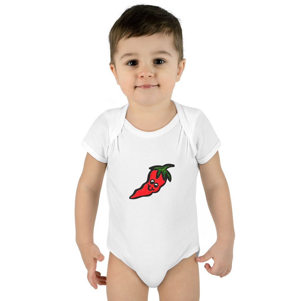 Hand-Drawn Cute Chili Pepper Illustration Infant Bodysuit | Baby Hot Pepper Graphic