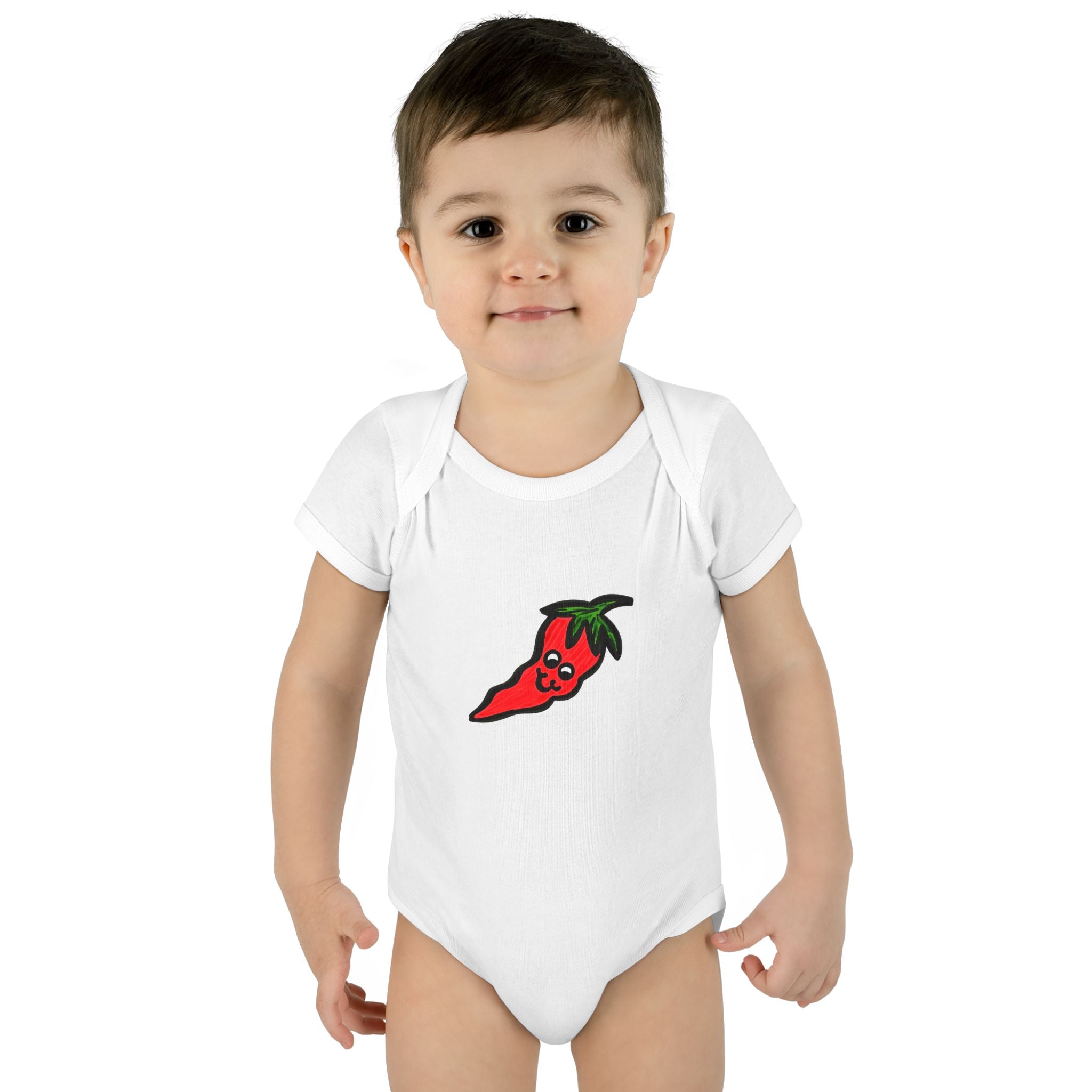 Hand-Drawn Cute Chili Pepper Illustration Infant Bodysuit | Baby Hot Pepper Graphic