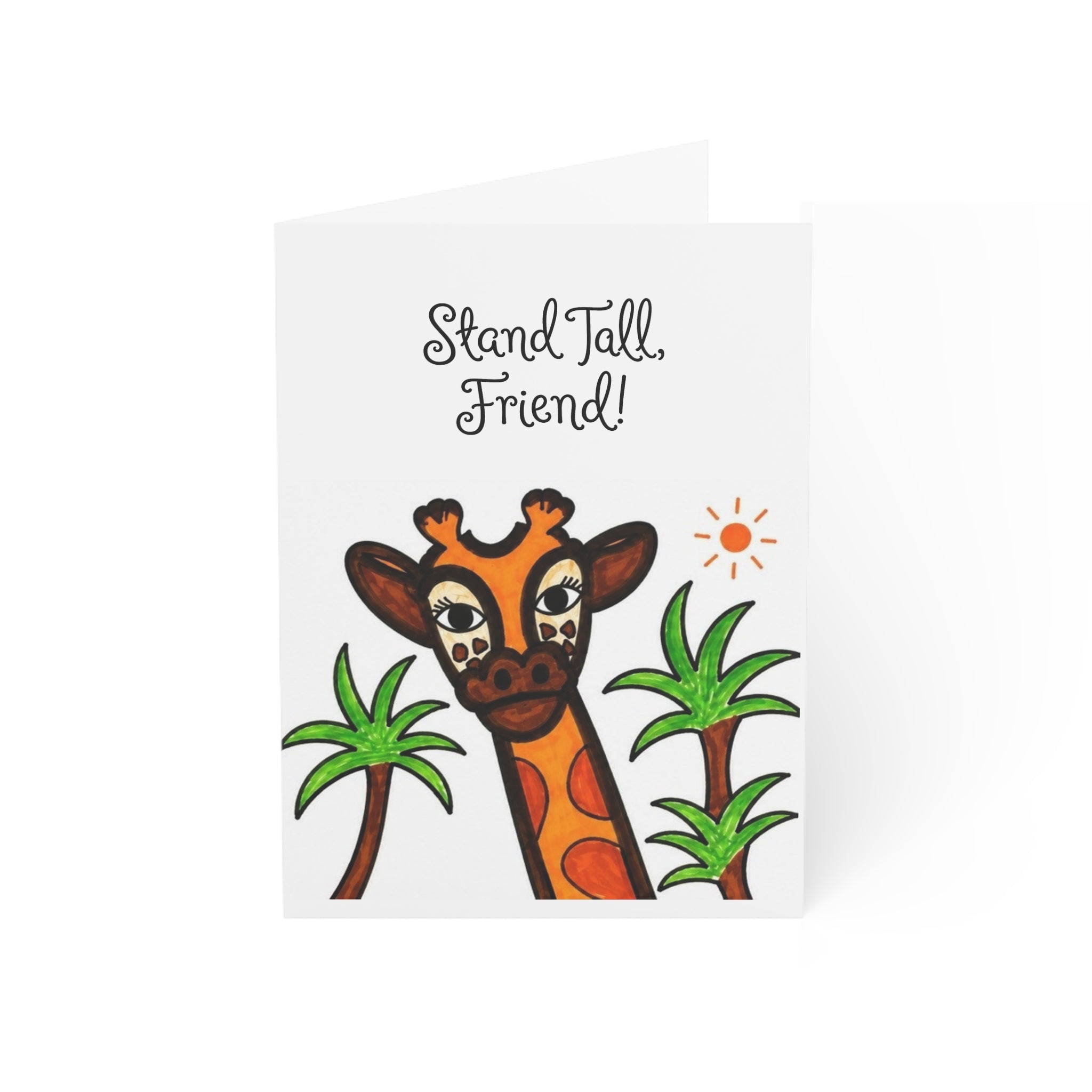 Cute Giraffe Greeting Card, Hand Drawn Safari Card, Whimsical Animal Card, Jungle Animal Card for Friend
