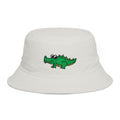 Hand-Drawn Cute Green Alligator Bucket Hat | Cartoon Crocodile Design