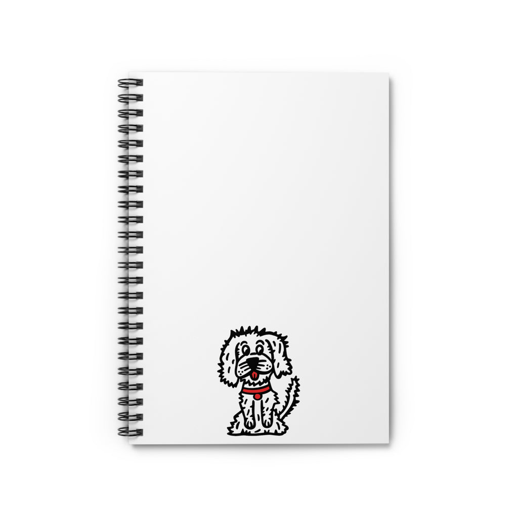 Hand-Drawn Happy Cartoon Dog with Red Collar Notebook | Spiral Ruled Journal