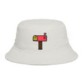 Hand-Drawn Cute Mailbox Illustration Bucket Hat | Tiny Pink and Yellow Mailbox Design