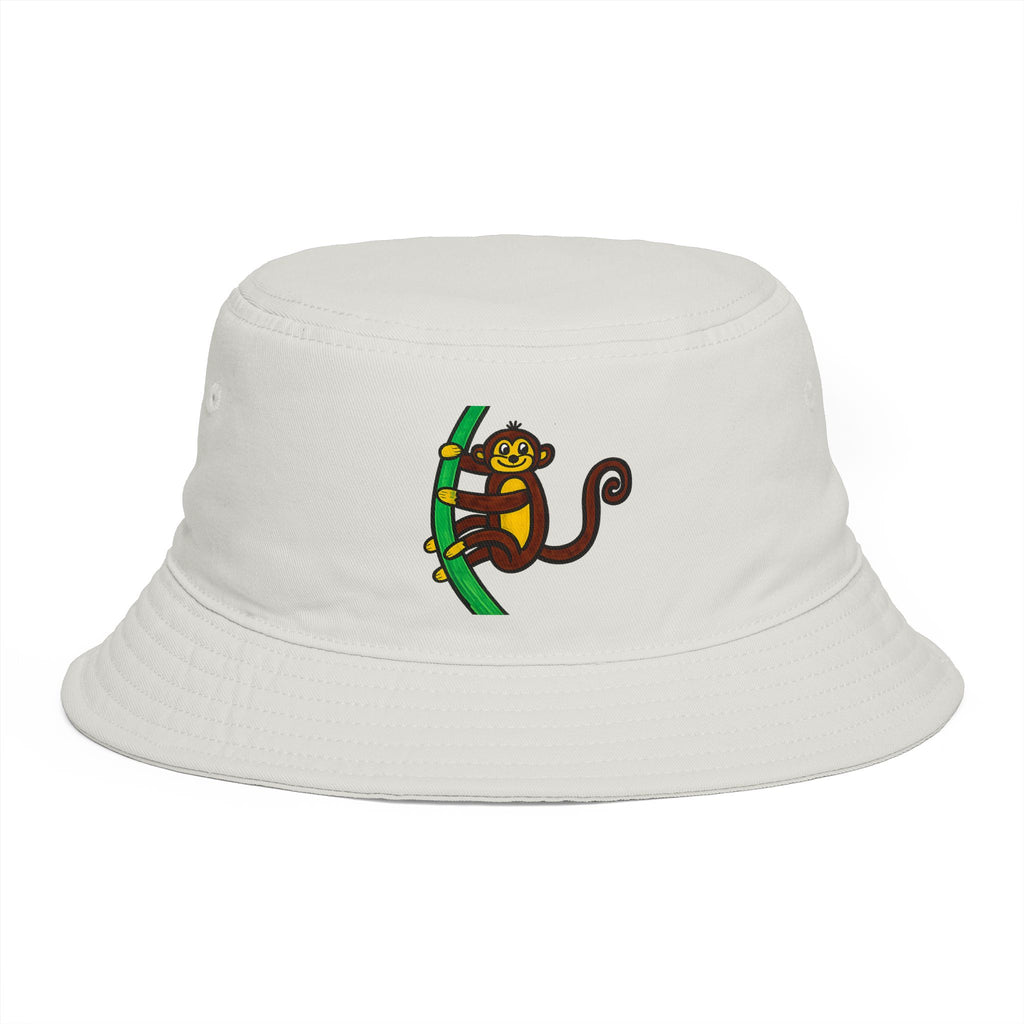 Hand-Drawn Climbing Monkey Bucket Hat | Cute Jungle Animal Design
