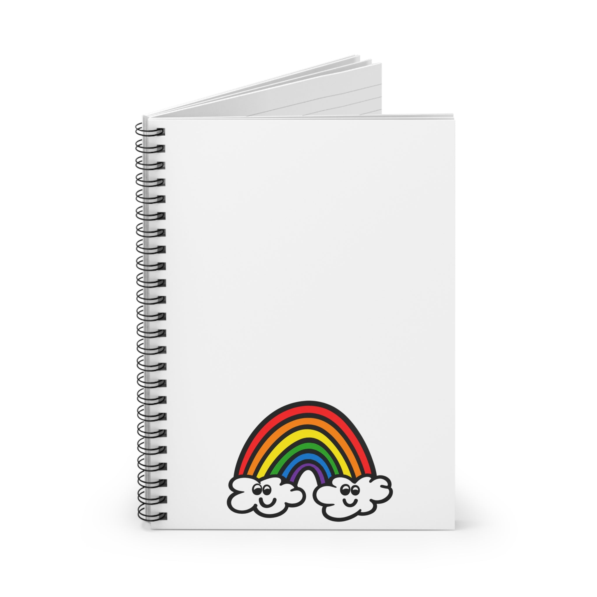 Hand-Drawn Smiling Rainbow with Clouds Spiral Notebook | Ruled Journal