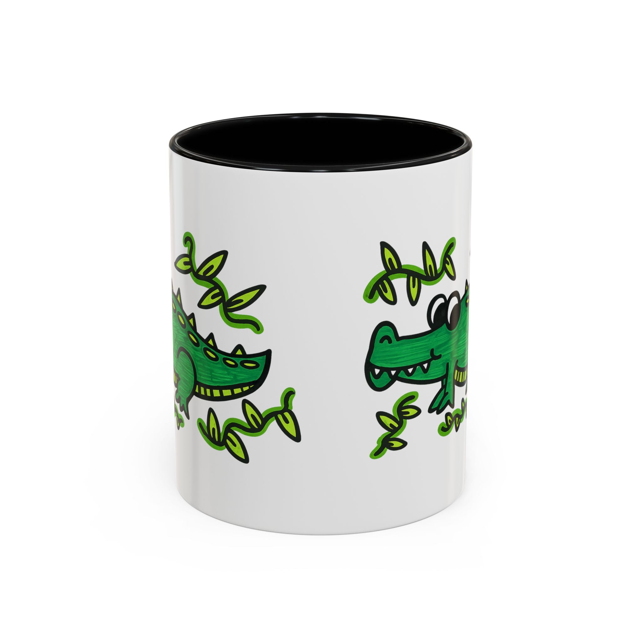 Hand-Drawn Green Playful Alligator Mug | Accent Coffee Mug