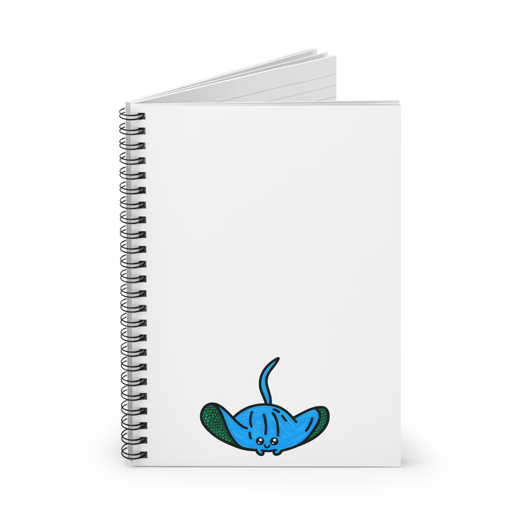 Hand-Drawn Blue Stingray Illustration Spiral Notebook | Ruled Line