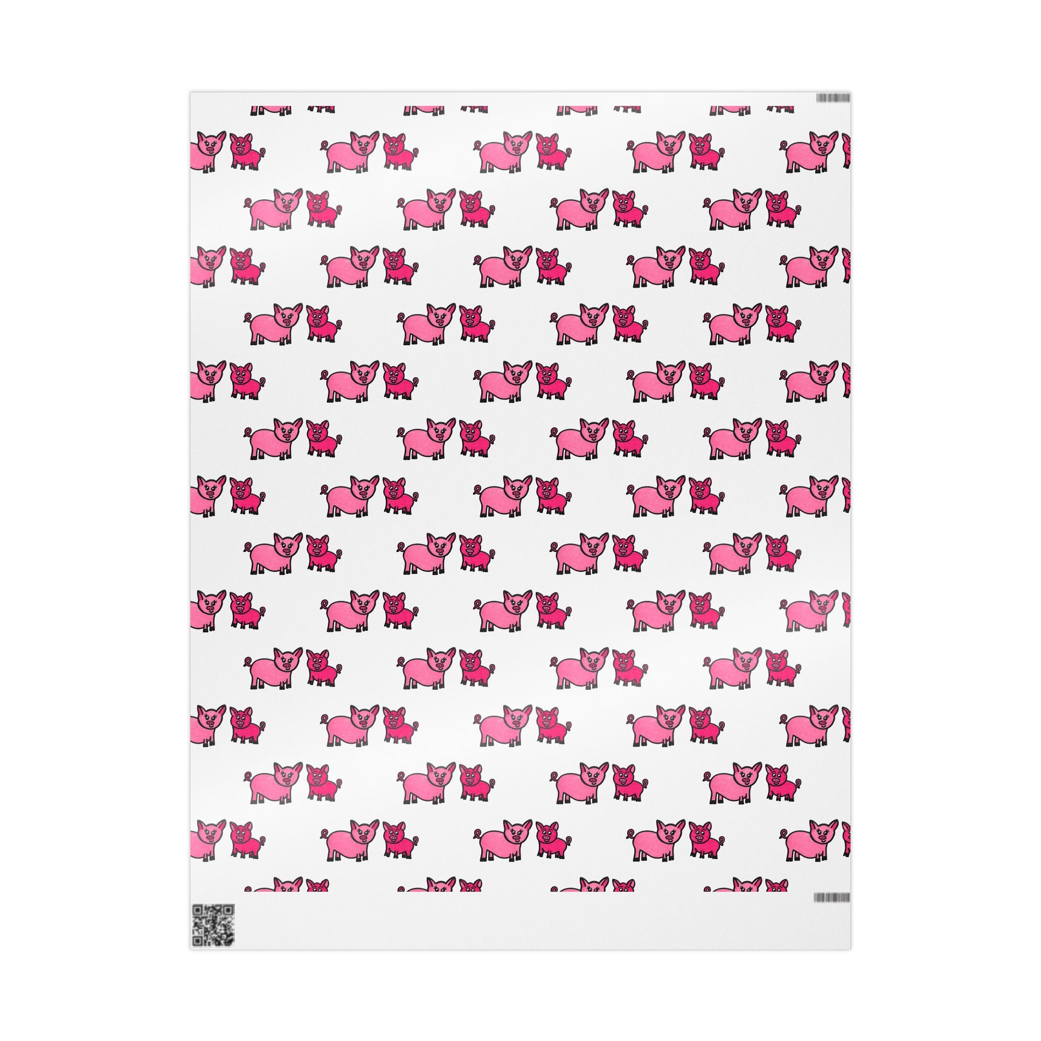Hand-Drawn Pink Pig Pattern Wrapping Paper | Cute Farm Animal Gift Wrap