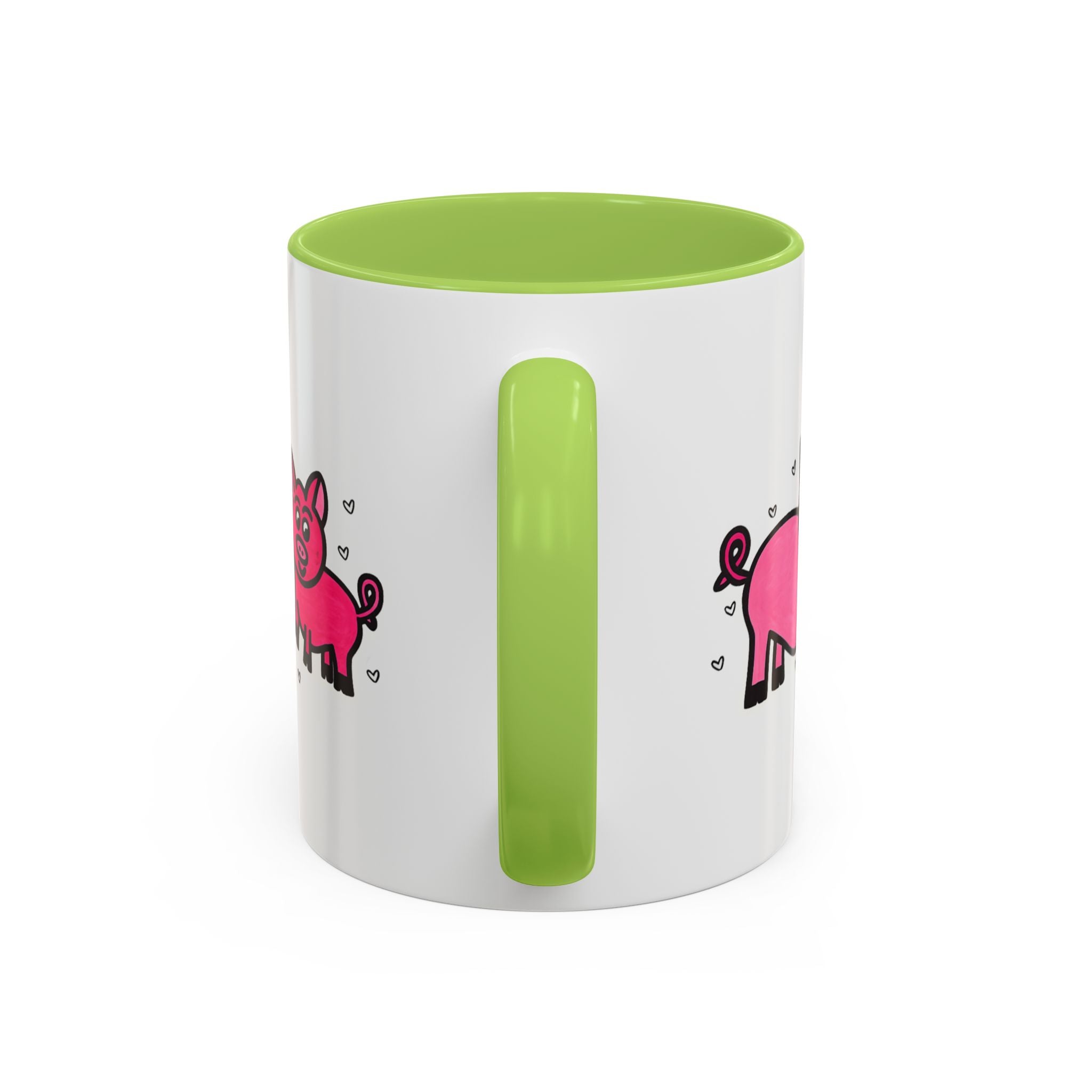 Hand-Drawn Pink Pig Pattern Mug | Accent Coffee Mug 11oz 15oz