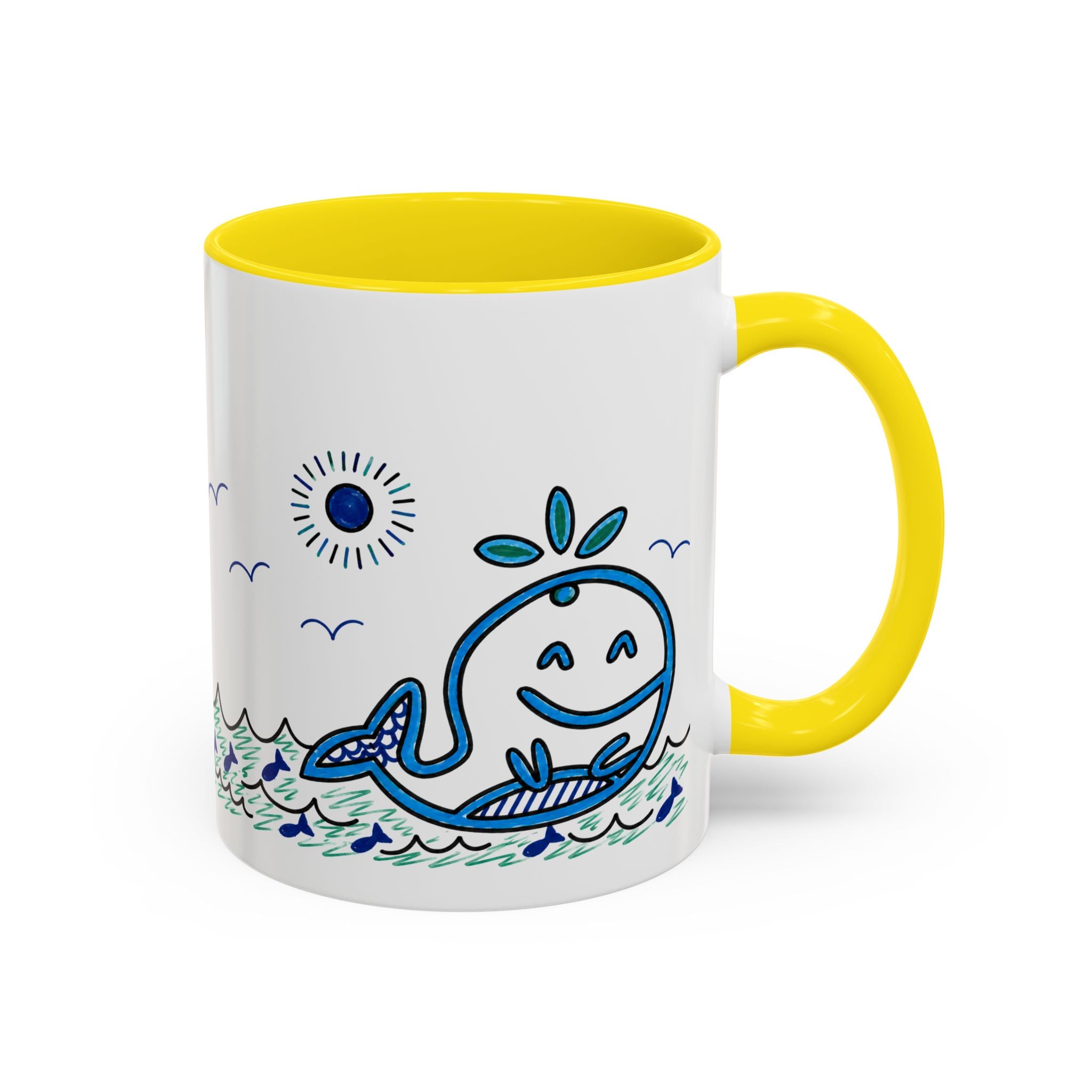 Hand-Drawn Smiling Whale Ocean Mug | Accent Coffee Mug 11oz 15oz