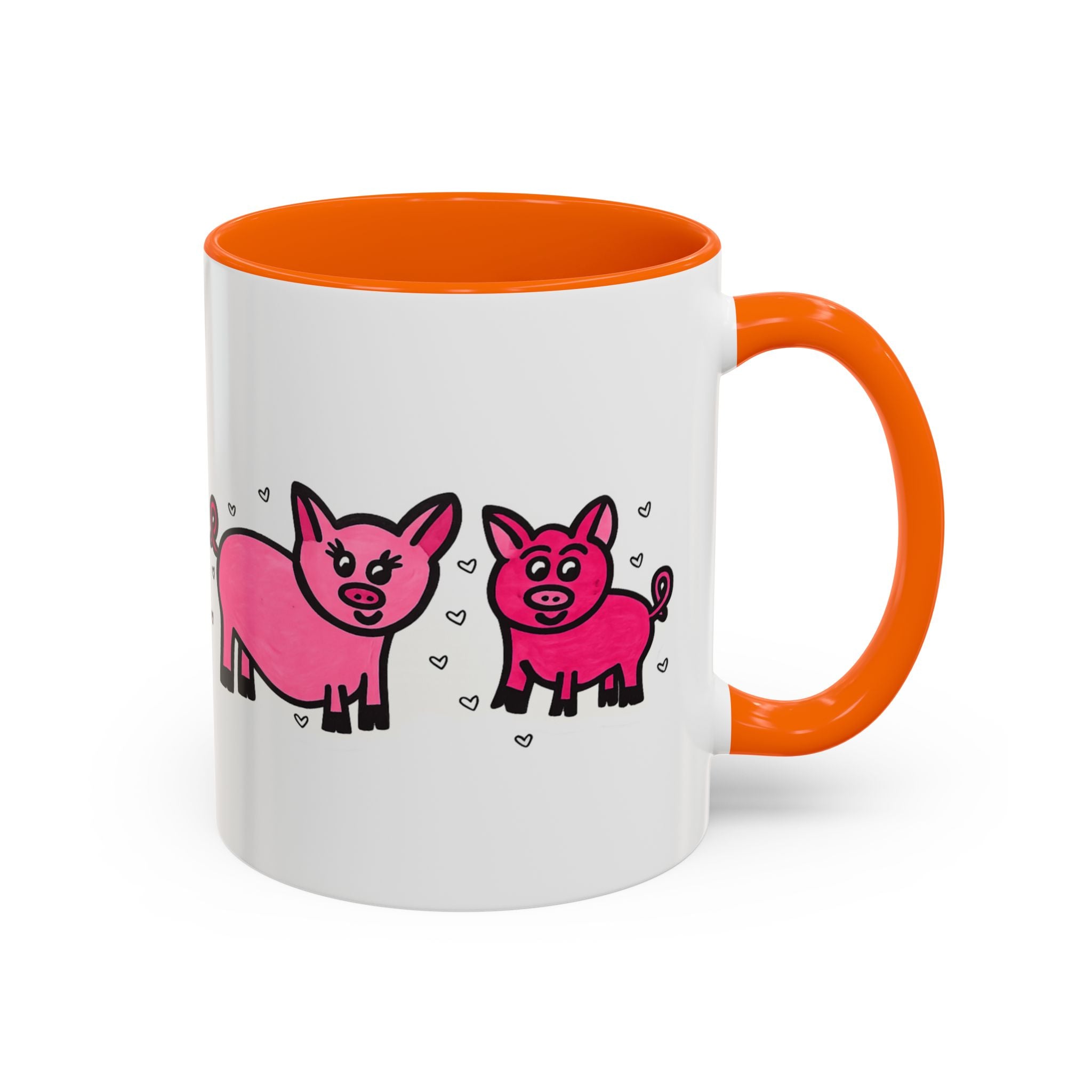 Hand-Drawn Pink Pig Pattern Mug | Accent Coffee Mug 11oz 15oz