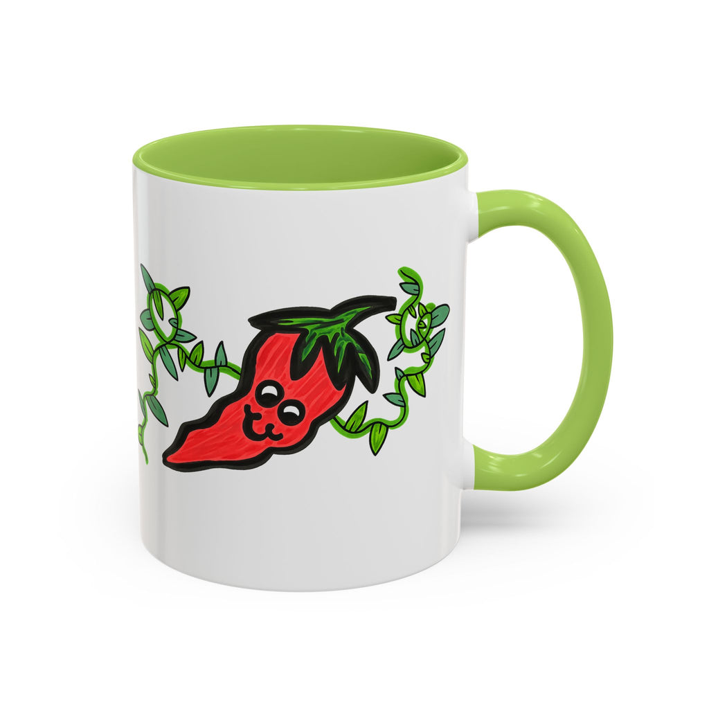 Hand-Drawn Cute Chili Pepper Vine Coffee Mug | Hot Veggie Accent Mug